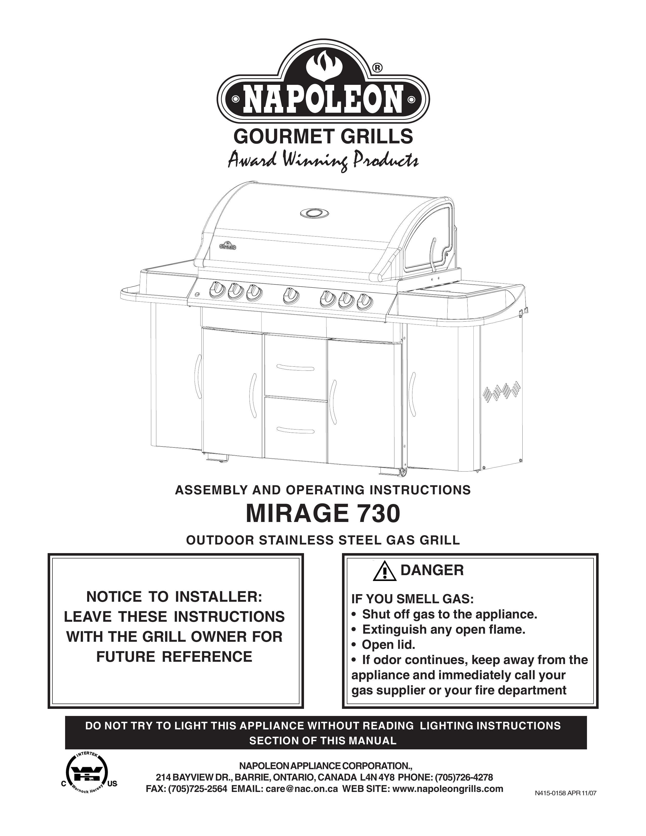 Napoleon Grills N415-0158 Gas Grill User Manual