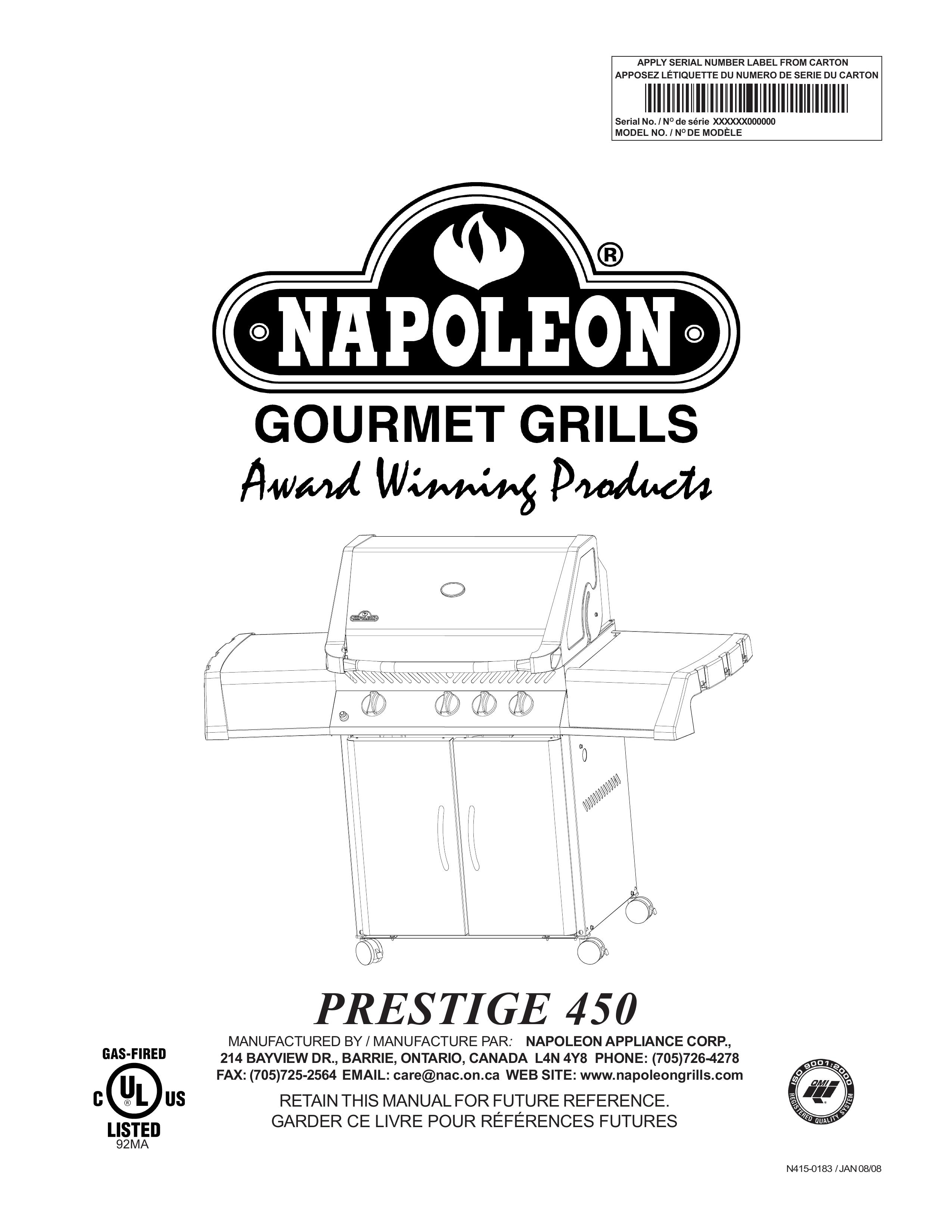 Napoleon Grills N415-0183 Gas Grill User Manual