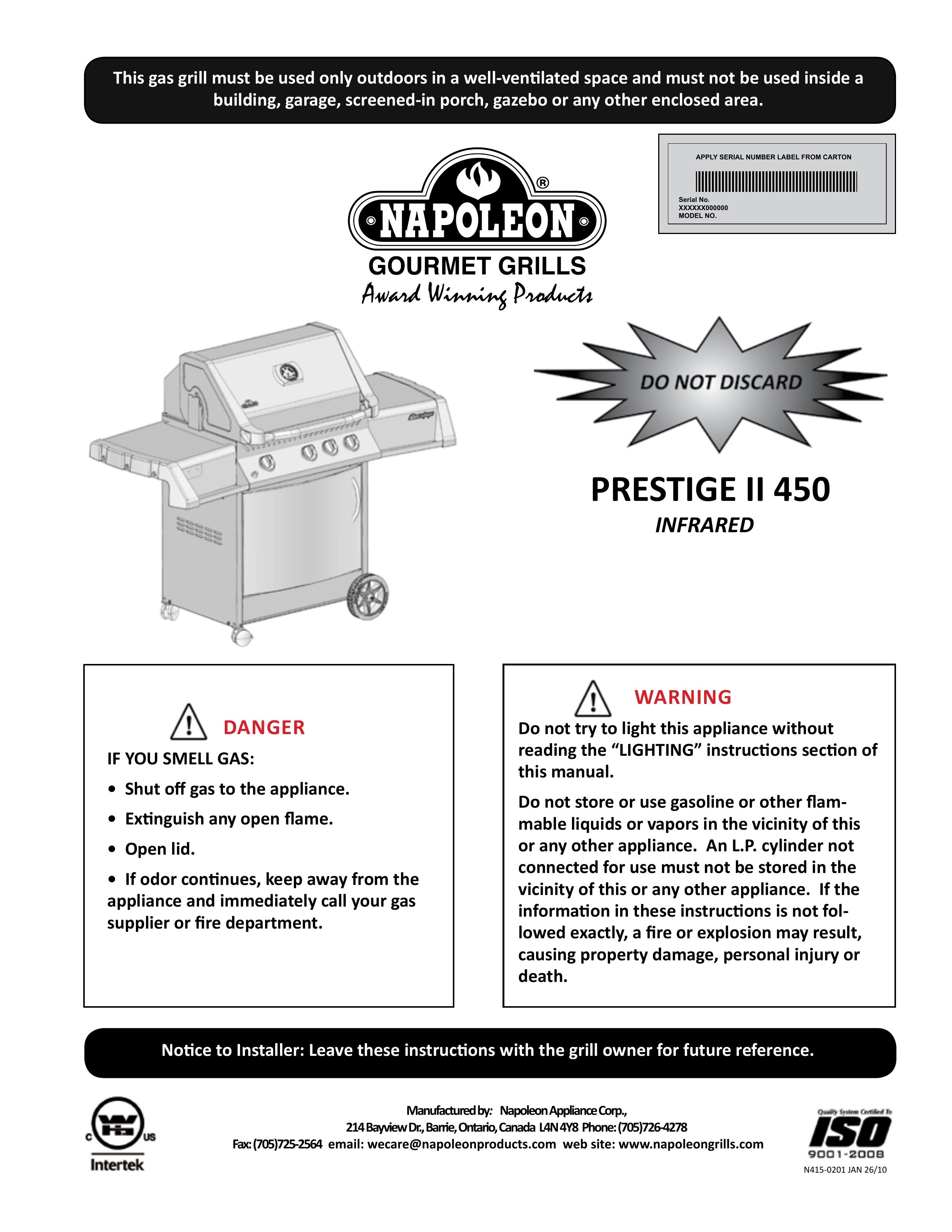 Napoleon Grills N415-0201 Gas Grill User Manual