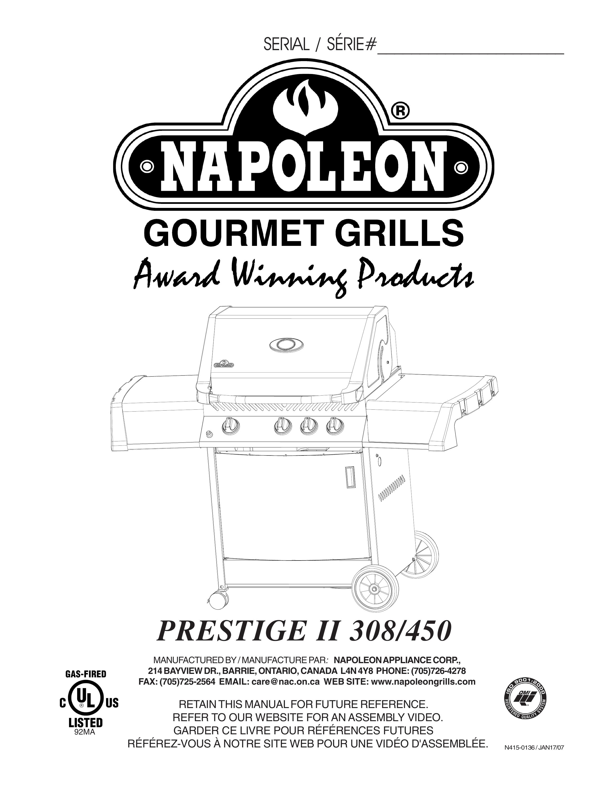 Napoleon Grills PRESTIGE II 308 Gas Grill User Manual