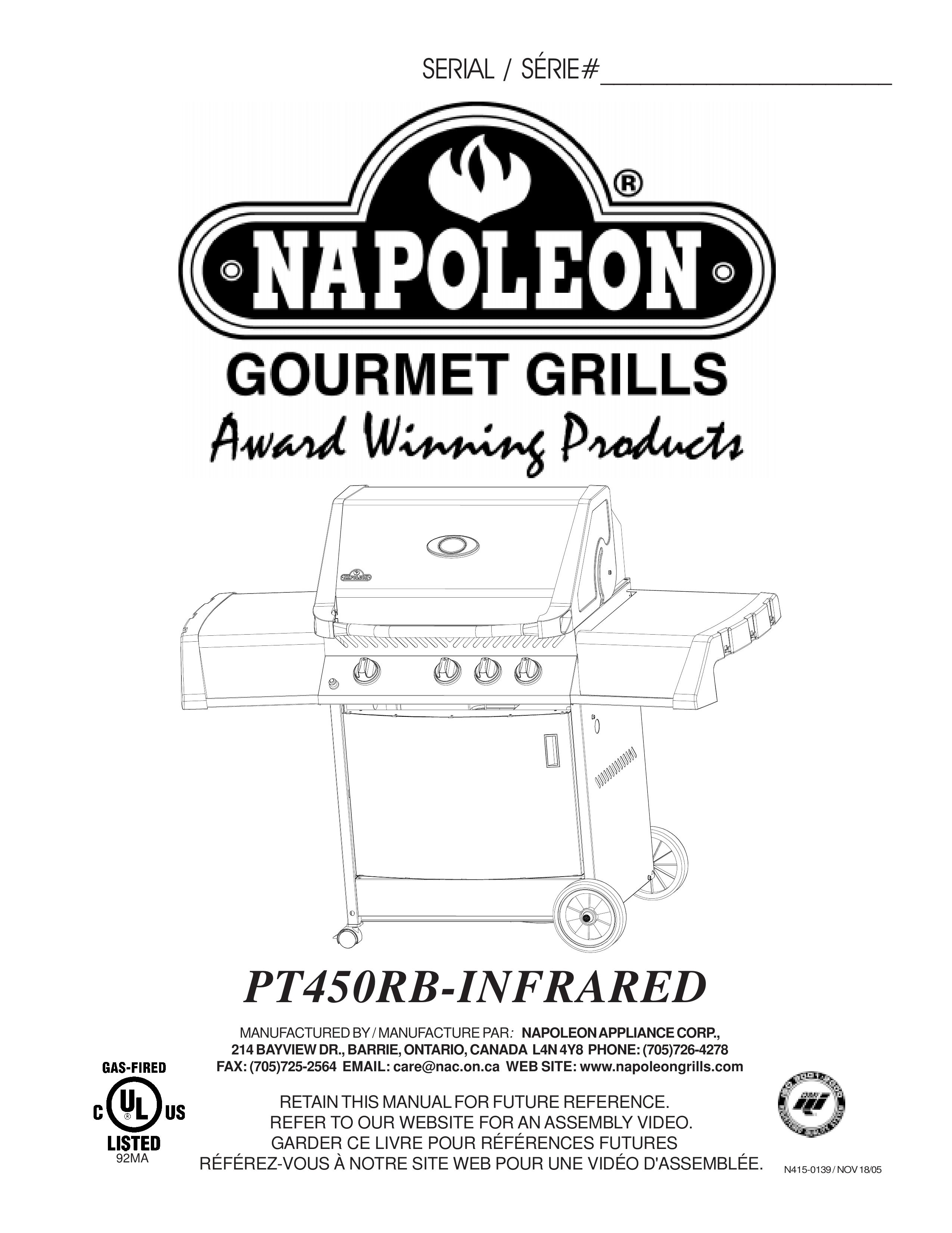 Napoleon Grills PT450RB Gas Grill User Manual