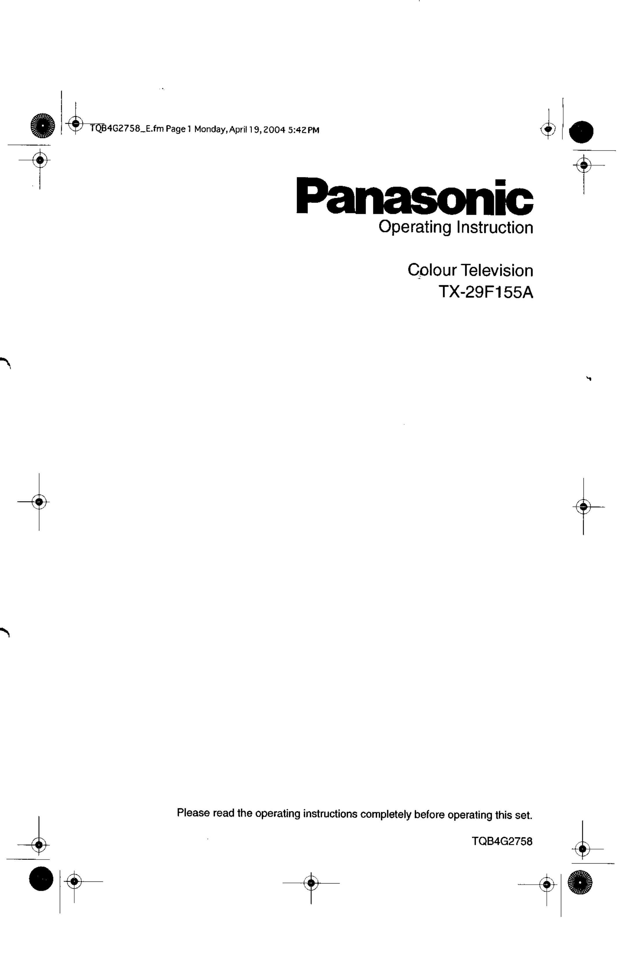 Panasonic TX-29F155A Gas Grill User Manual