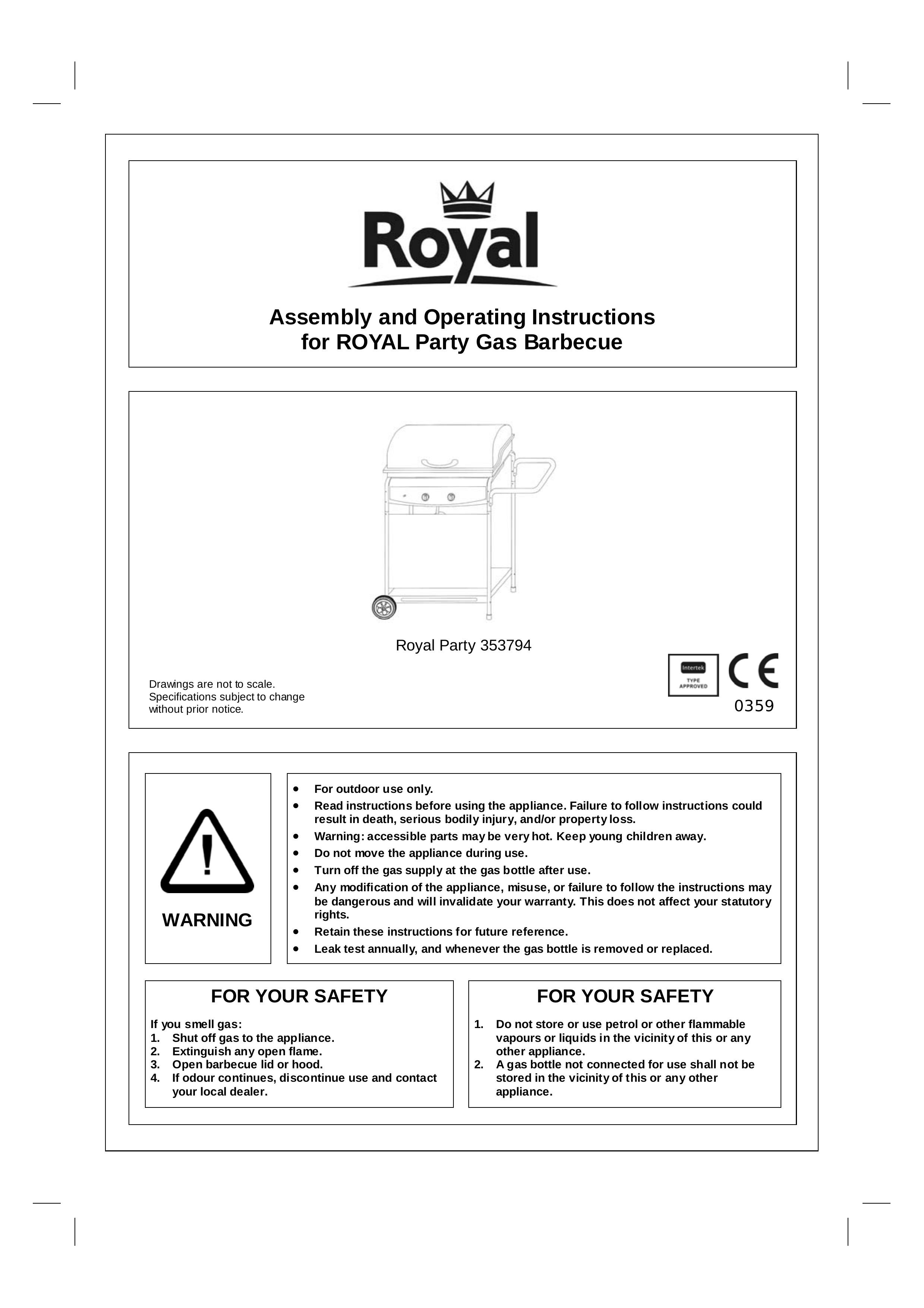 Royal Pacific 353794 Gas Grill User Manual