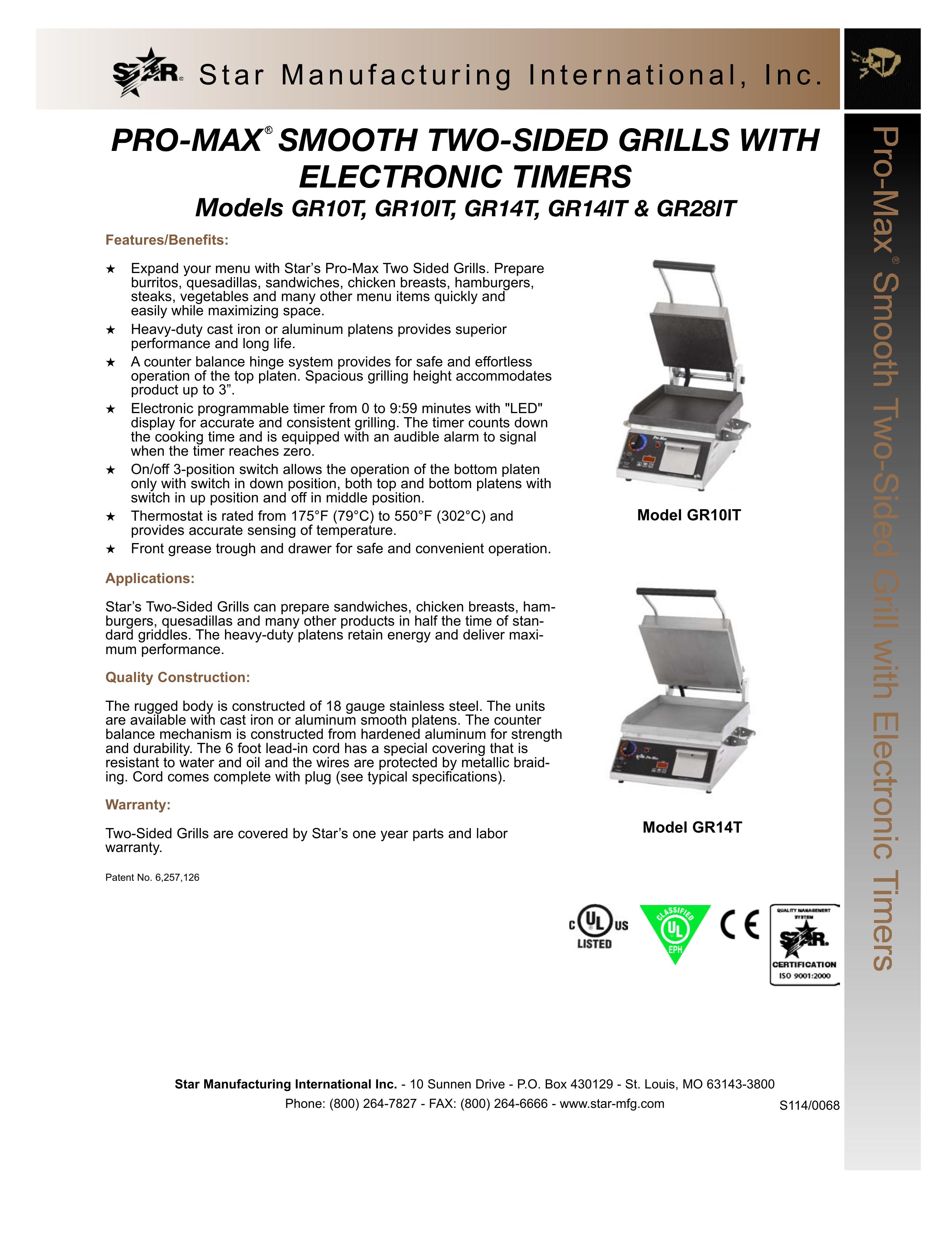 Star Manufacturing GR10T Gas Grill User Manual
