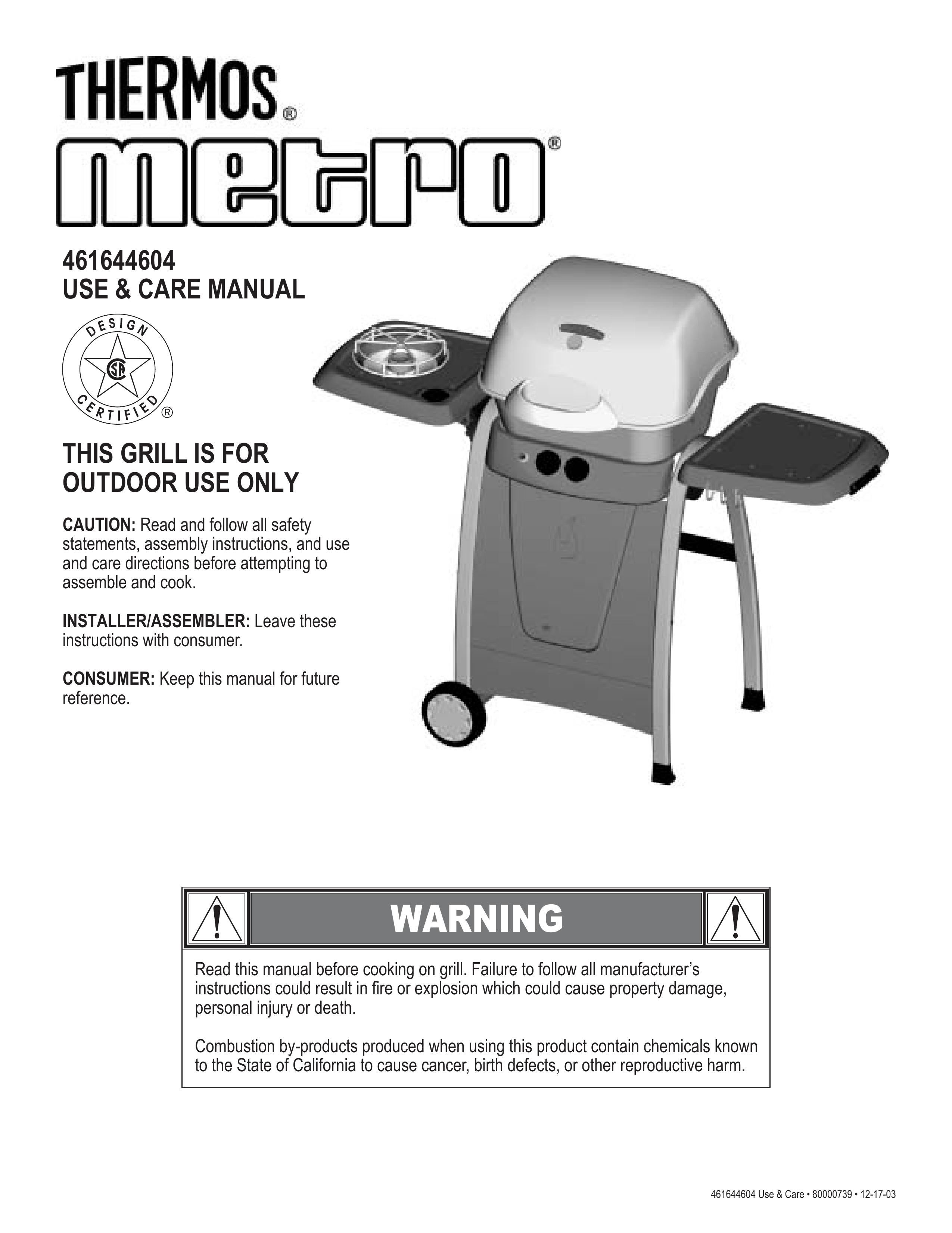 Thermos 461644604 Gas Grill User Manual