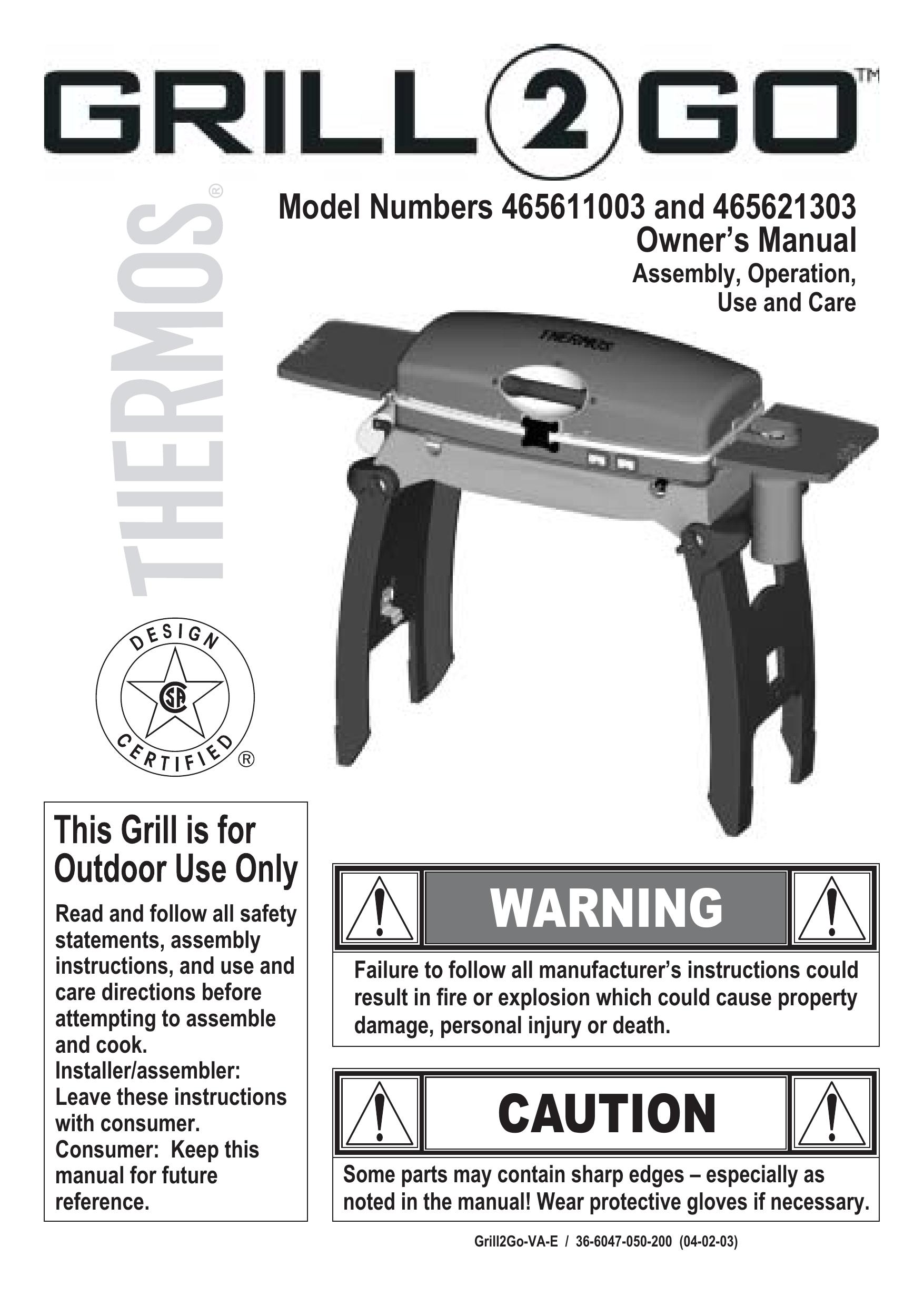 Thermos 465621303 Gas Grill User Manual