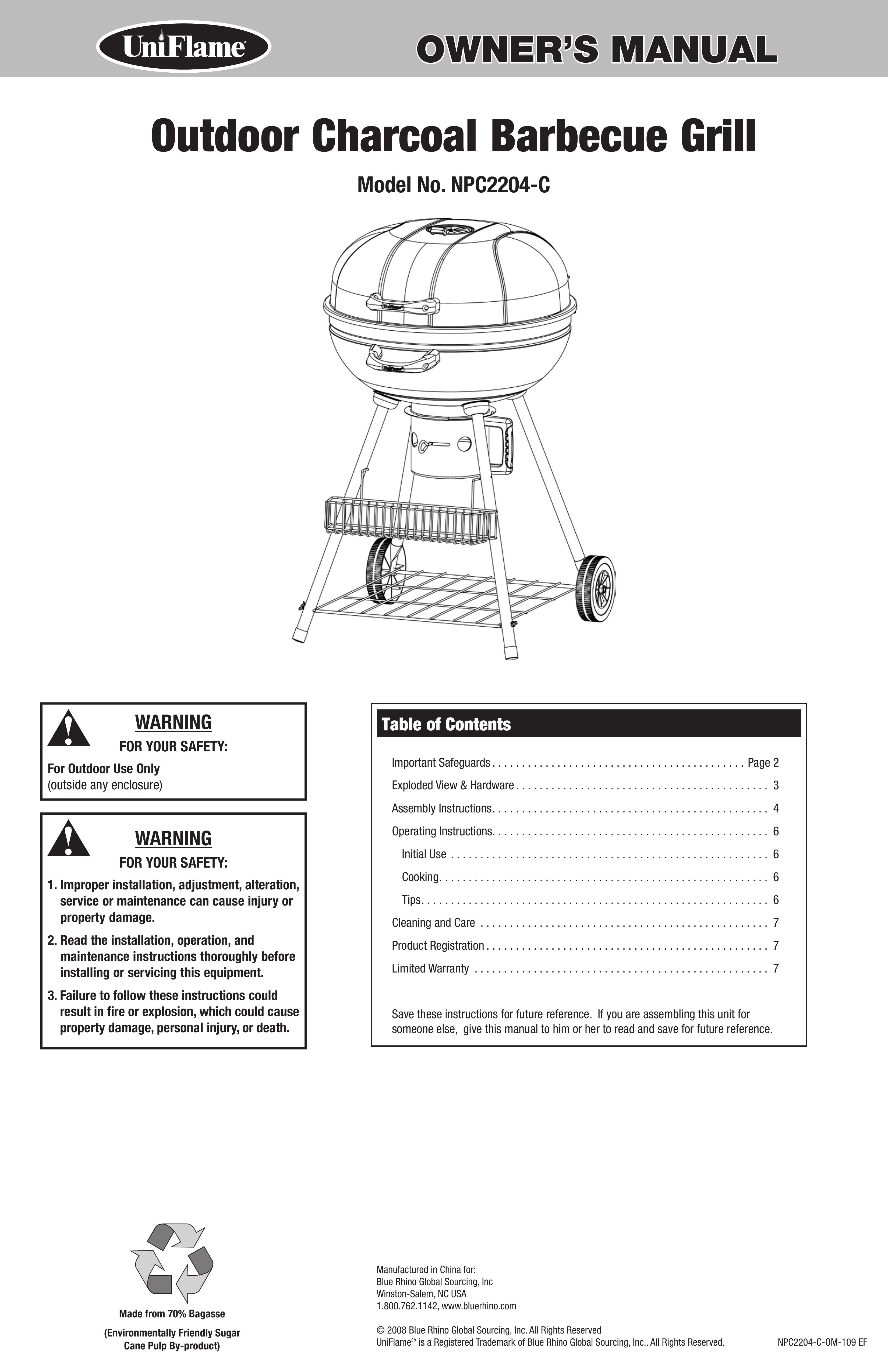 Uniflame NPC2204-C Gas Grill User Manual