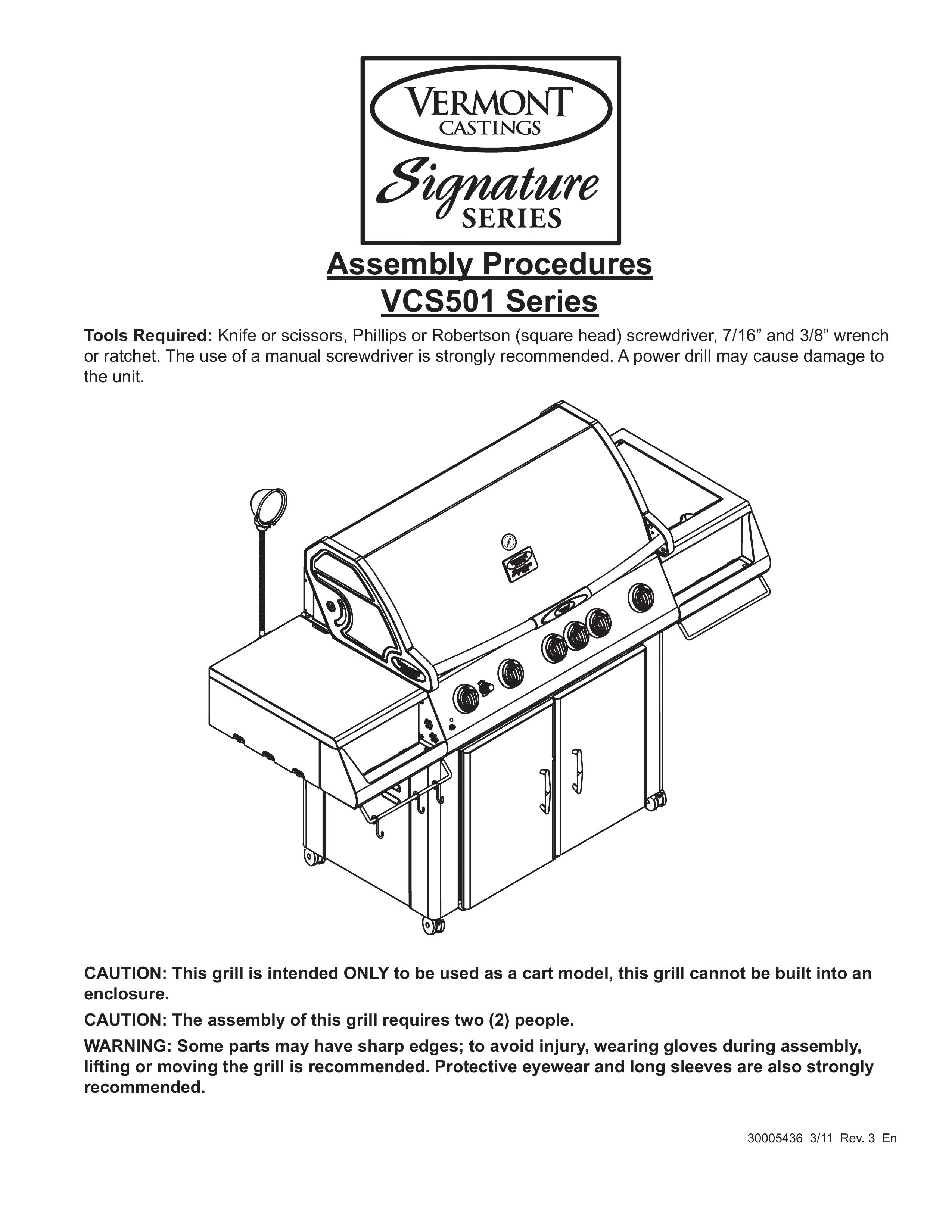 Vermont Casting VCS501 Gas Grill User Manual