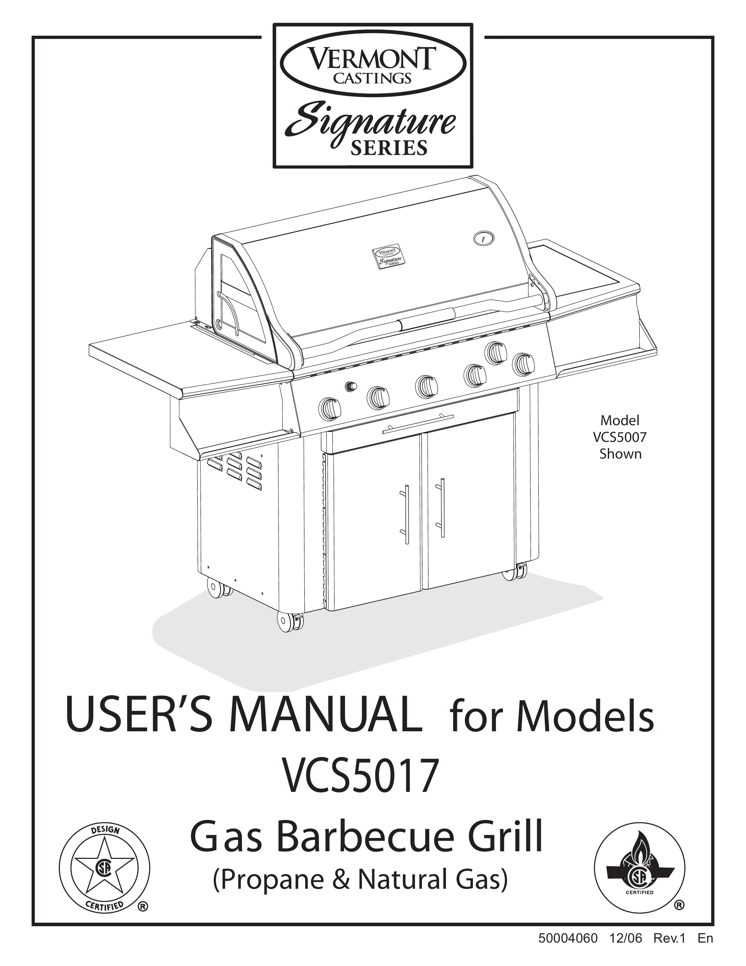 Vermont Casting VCS5017 Gas Grill User Manual