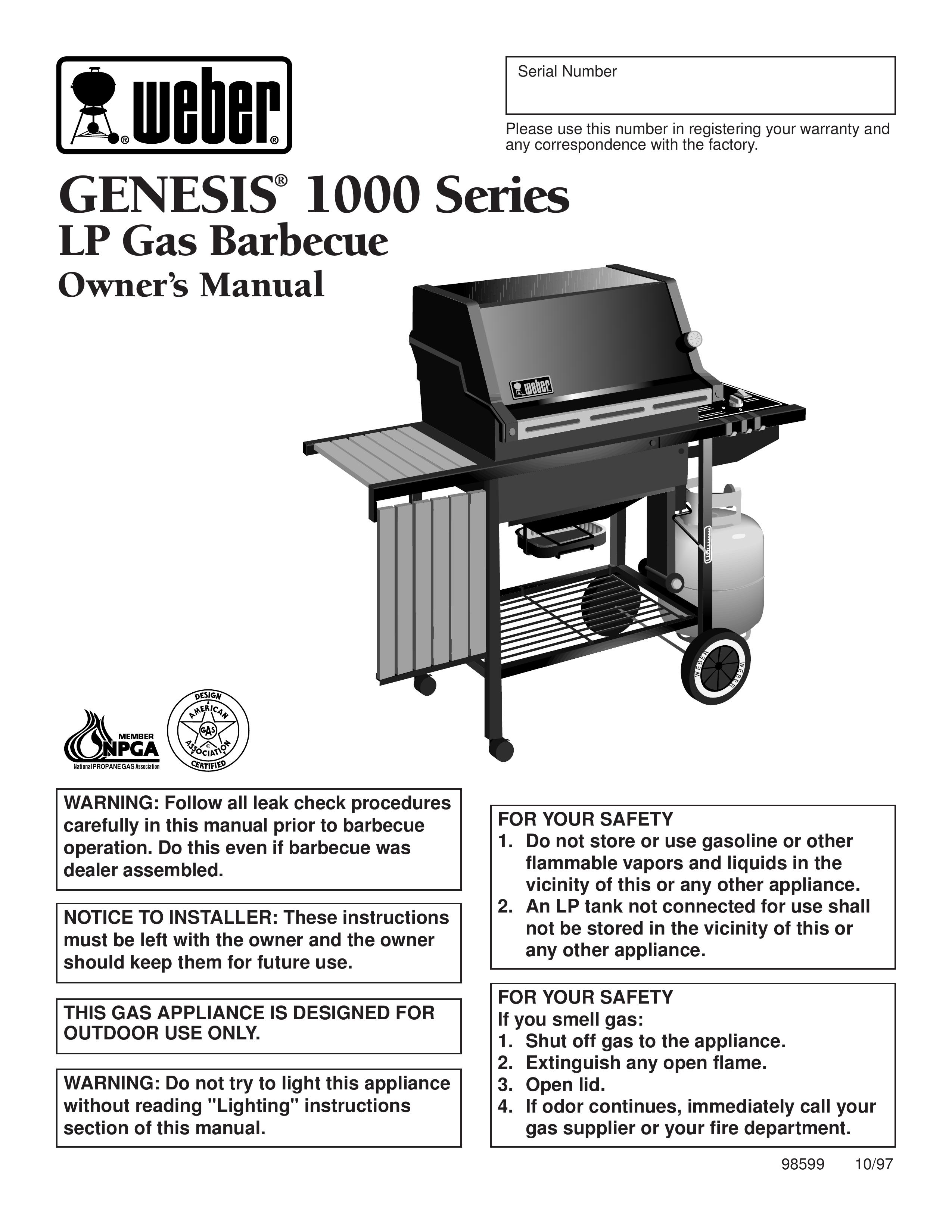 Weber 1000 Gas Grill User Manual