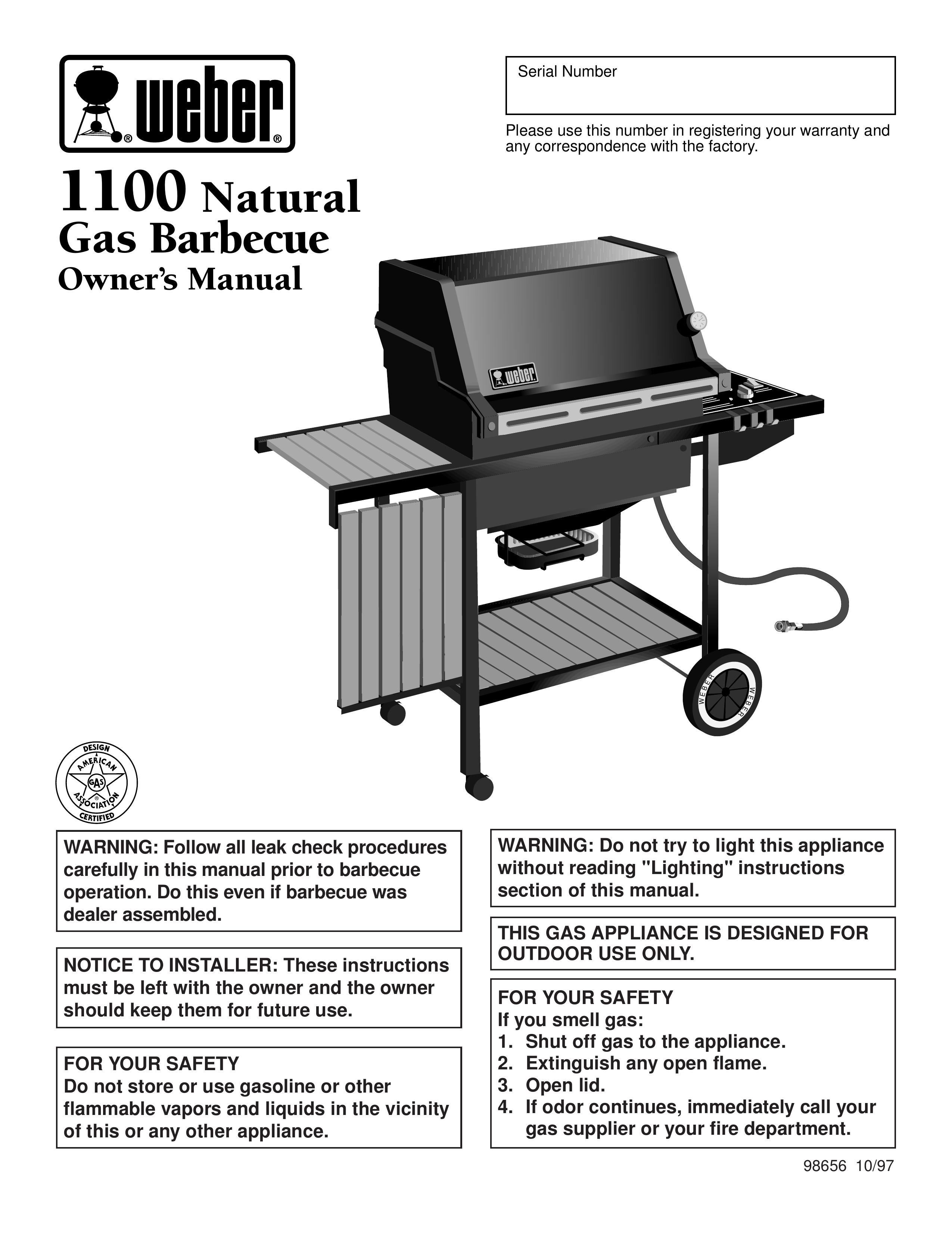 Weber 1100 Gas Grill User Manual