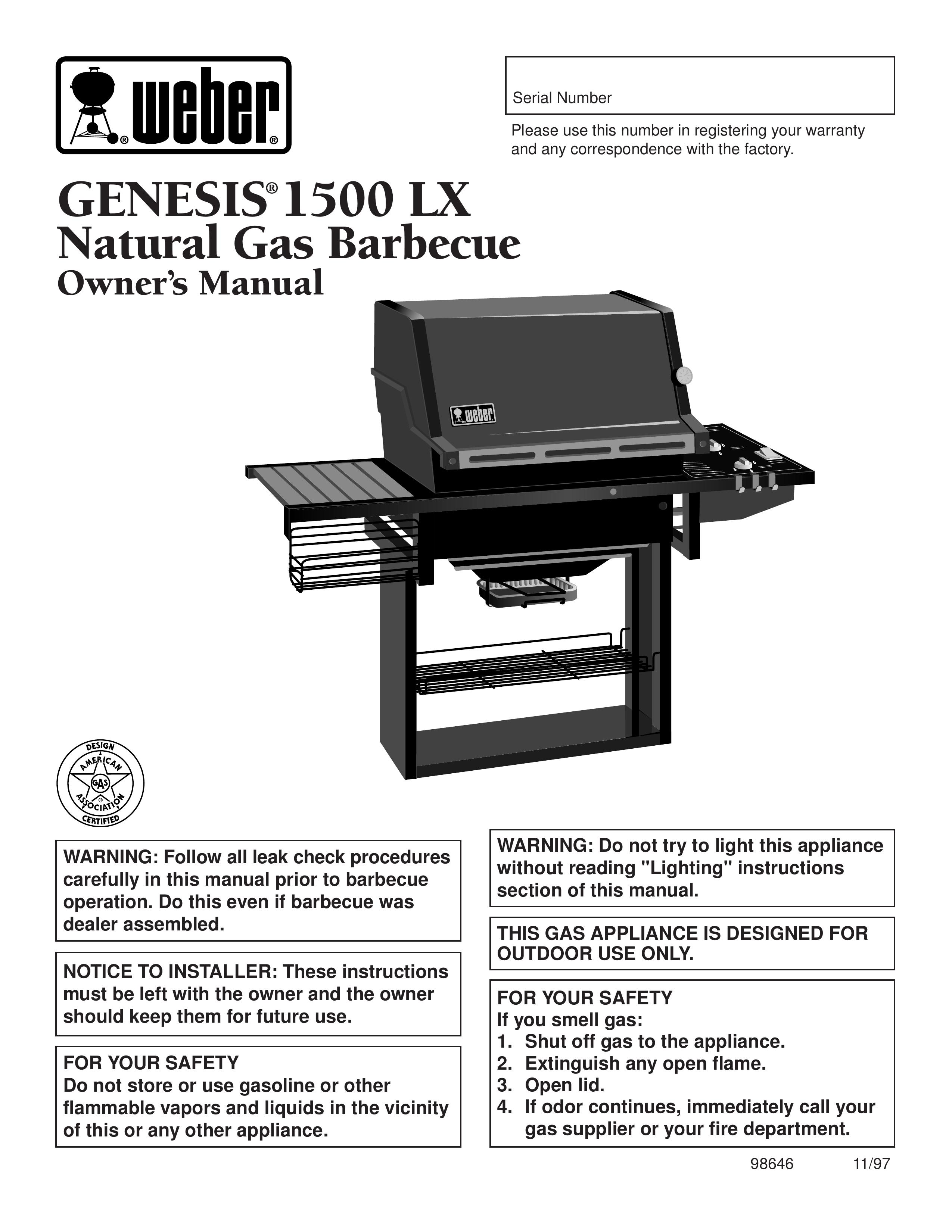 Weber 1500 LX Gas Grill User Manual