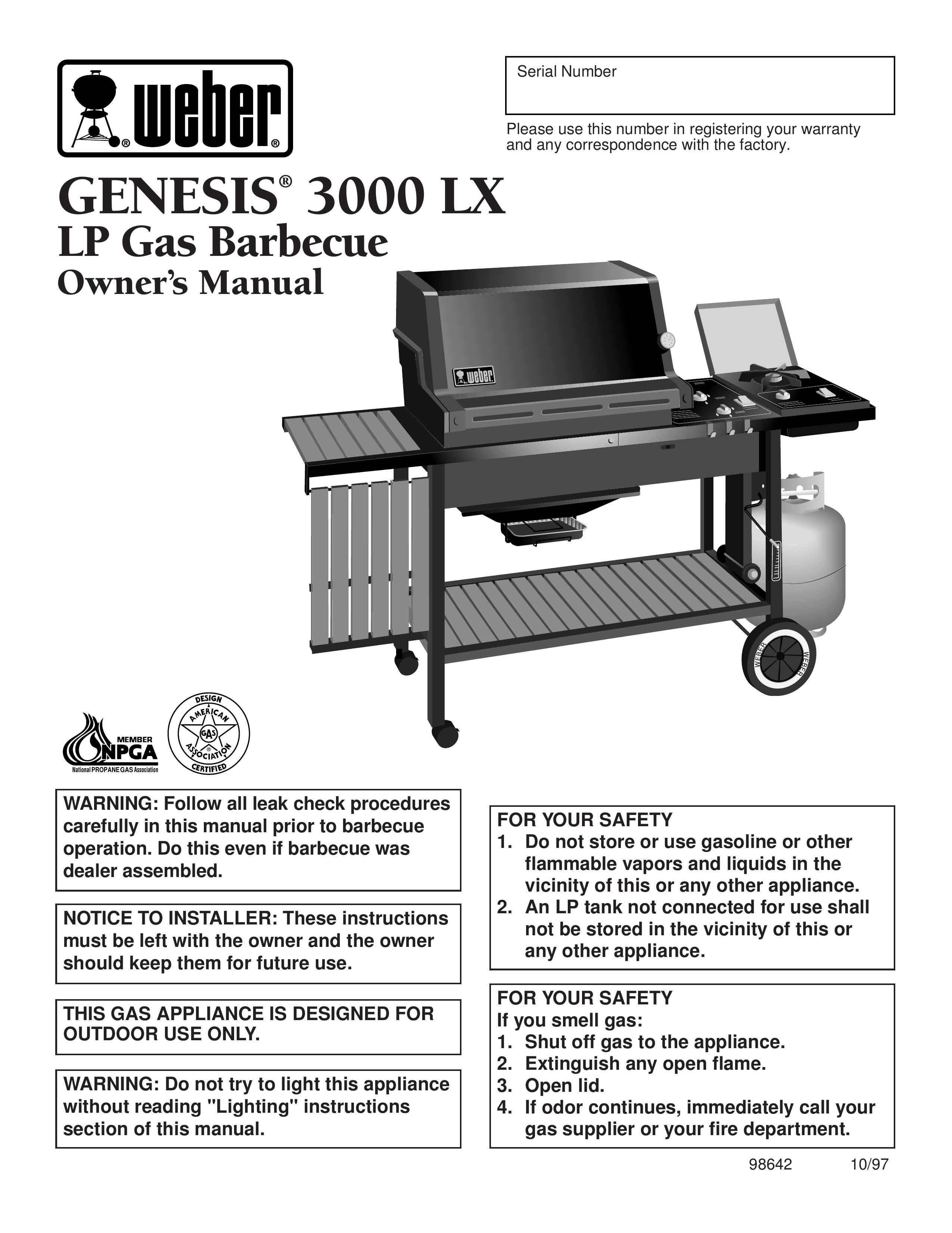 Weber 3000 LX Gas Grill User Manual