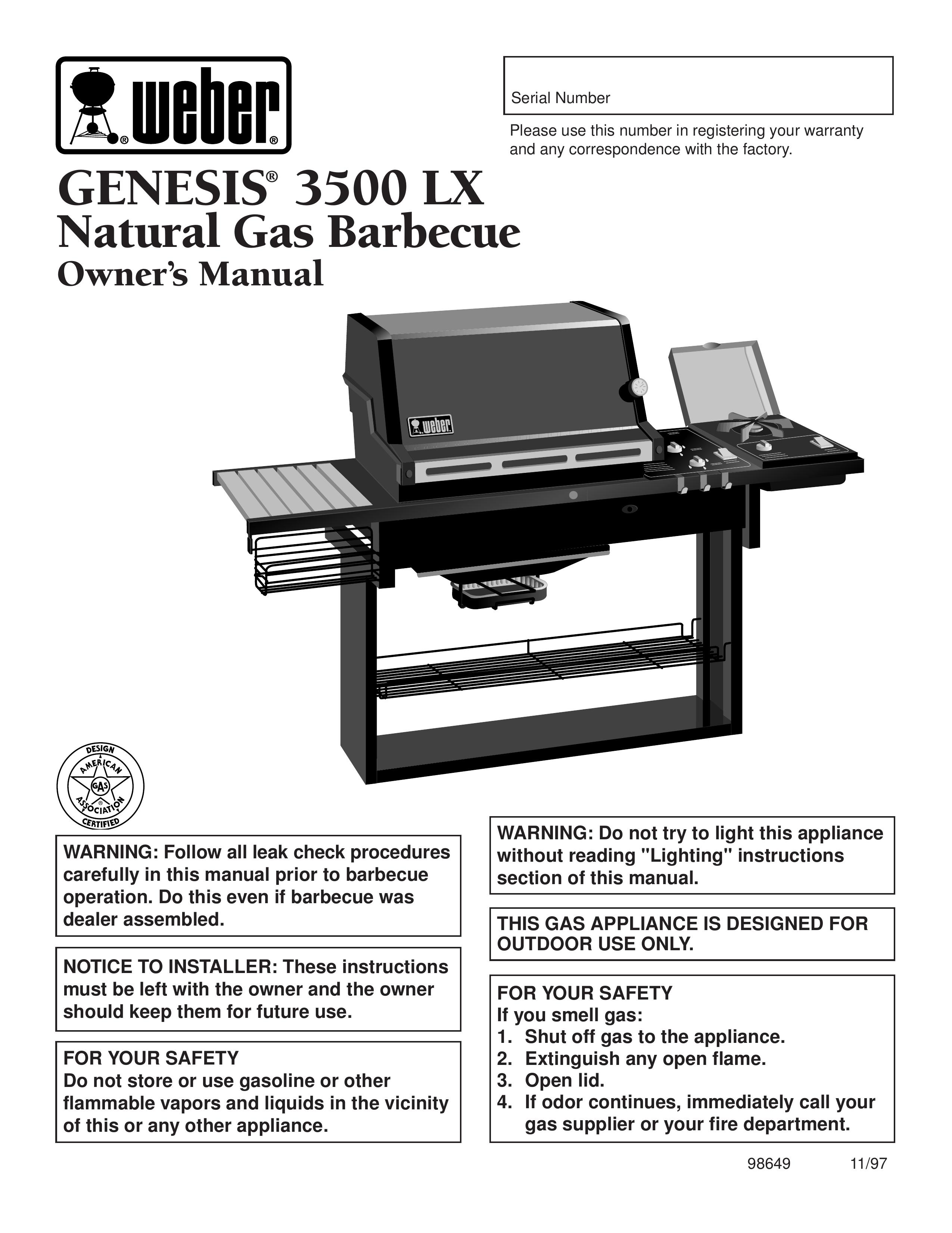 Weber 3500 LX Gas Grill User Manual
