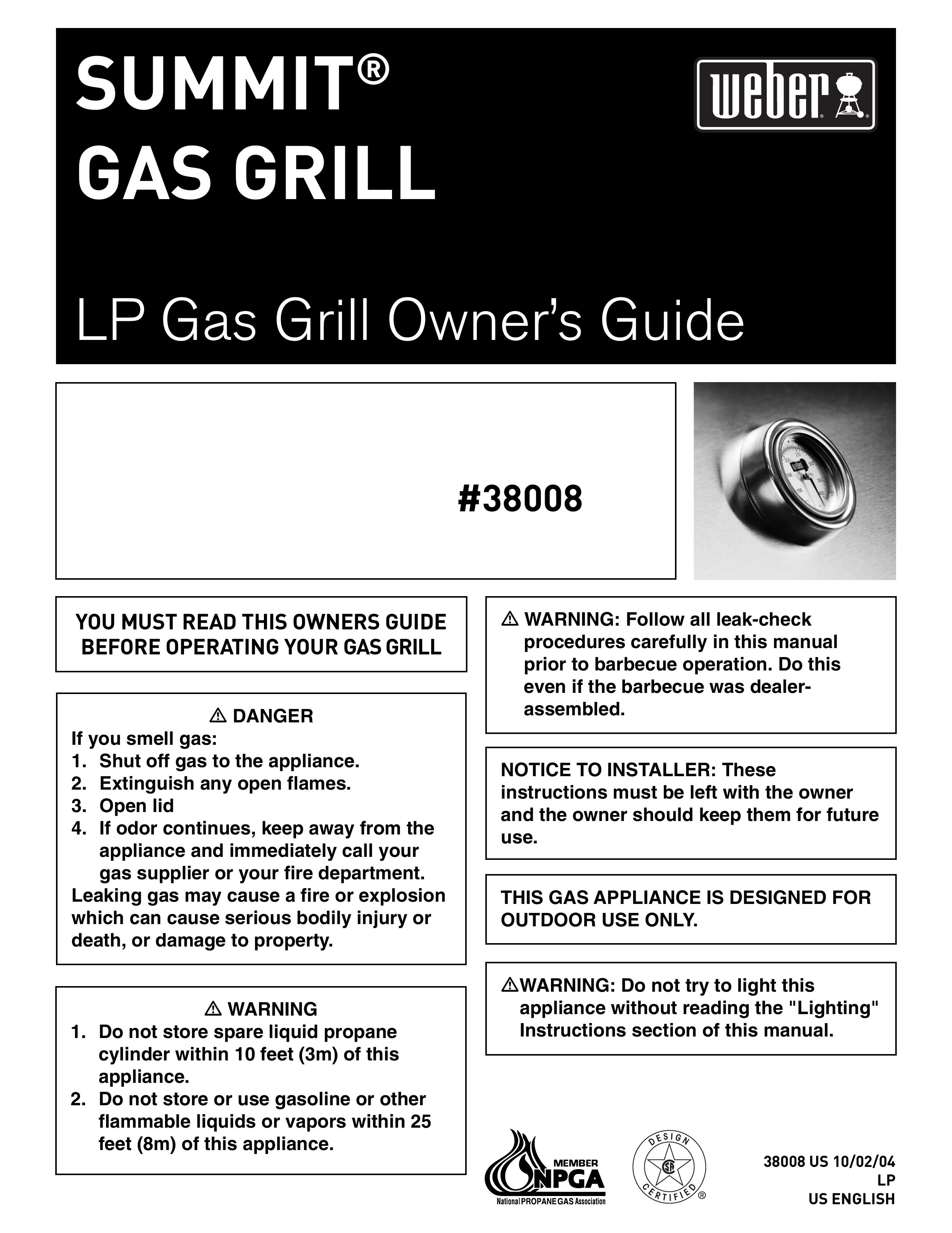 Weber 38008 Gas Grill User Manual