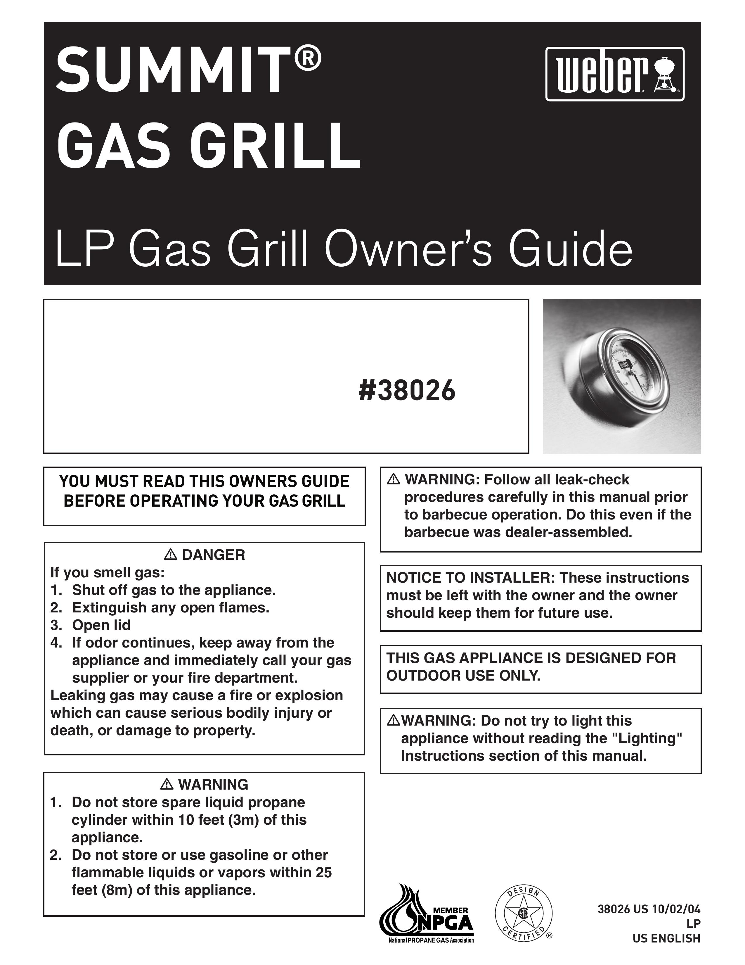 Weber 38026 Gas Grill User Manual
