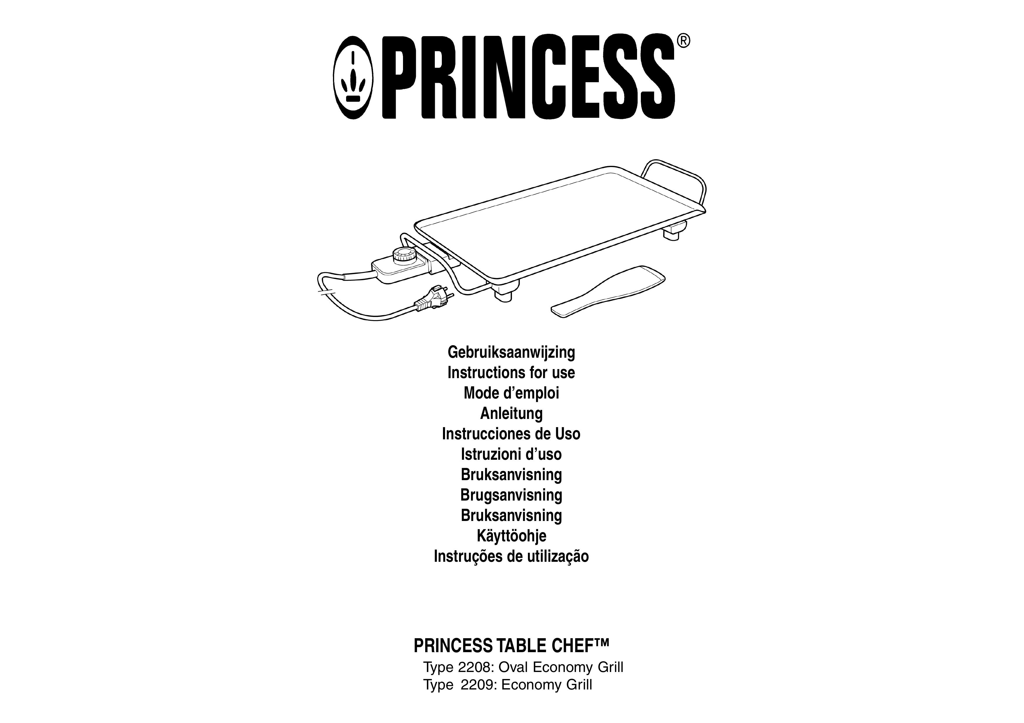 Princess Household Appliances BV 2208 Grill Accessory User Manual