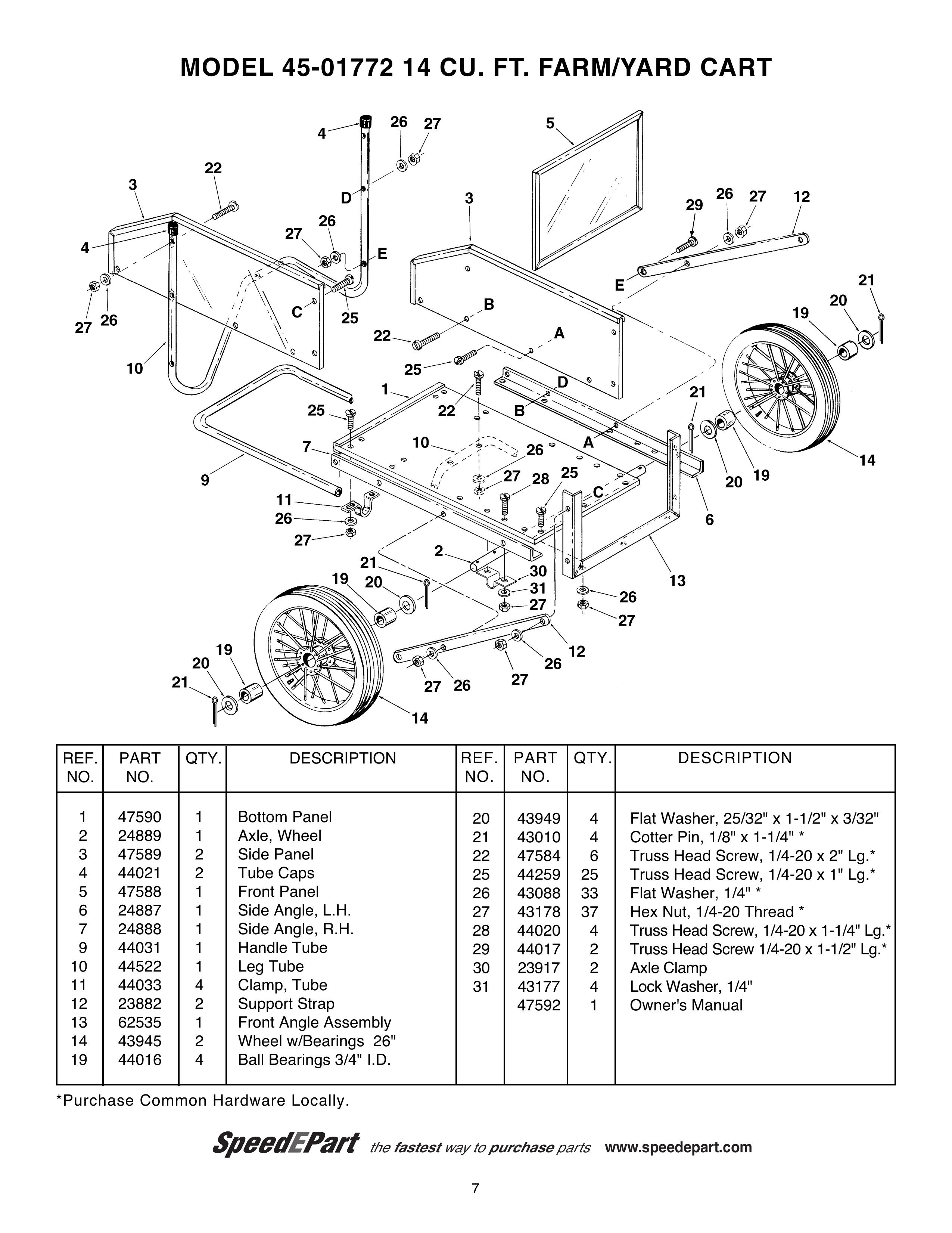 Agri-Fab 45-01772 Outdoor Cart User Manual