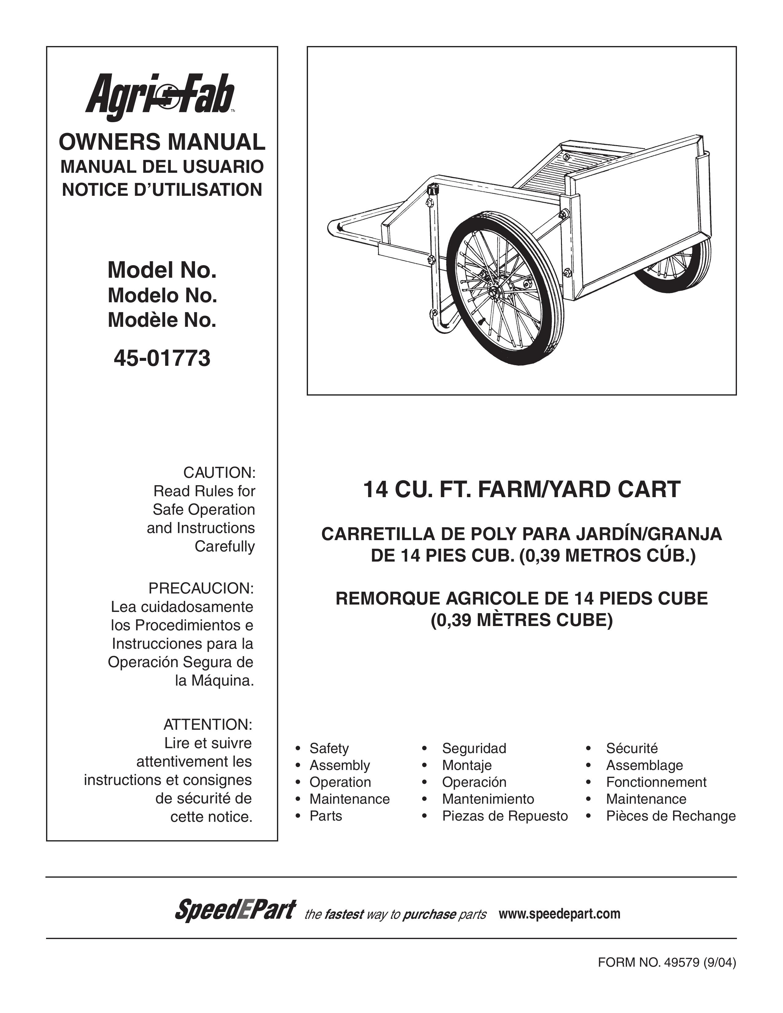 Agri-Fab 45-01773 Outdoor Cart User Manual