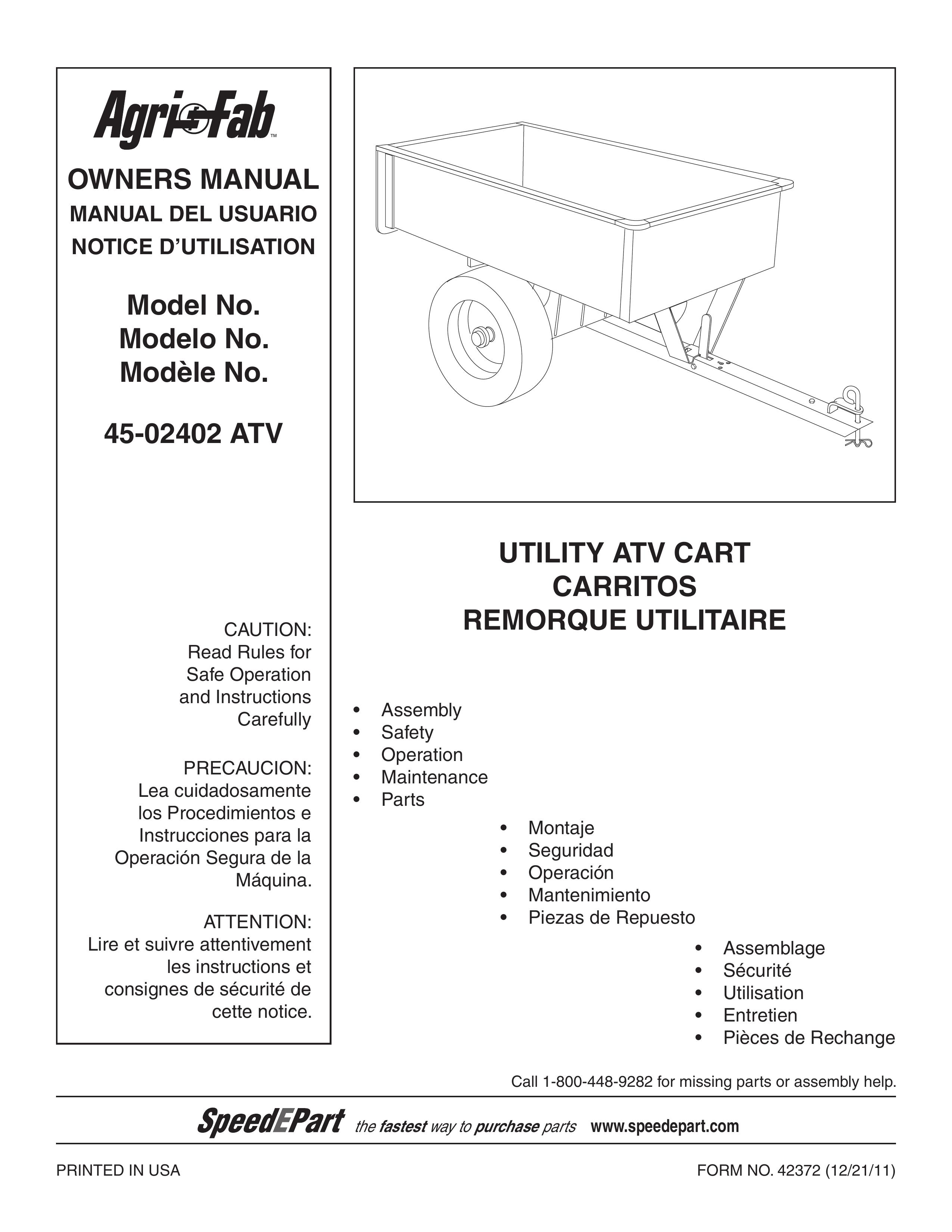 Agri-Fab 45-02402 ATV Outdoor Cart User Manual
