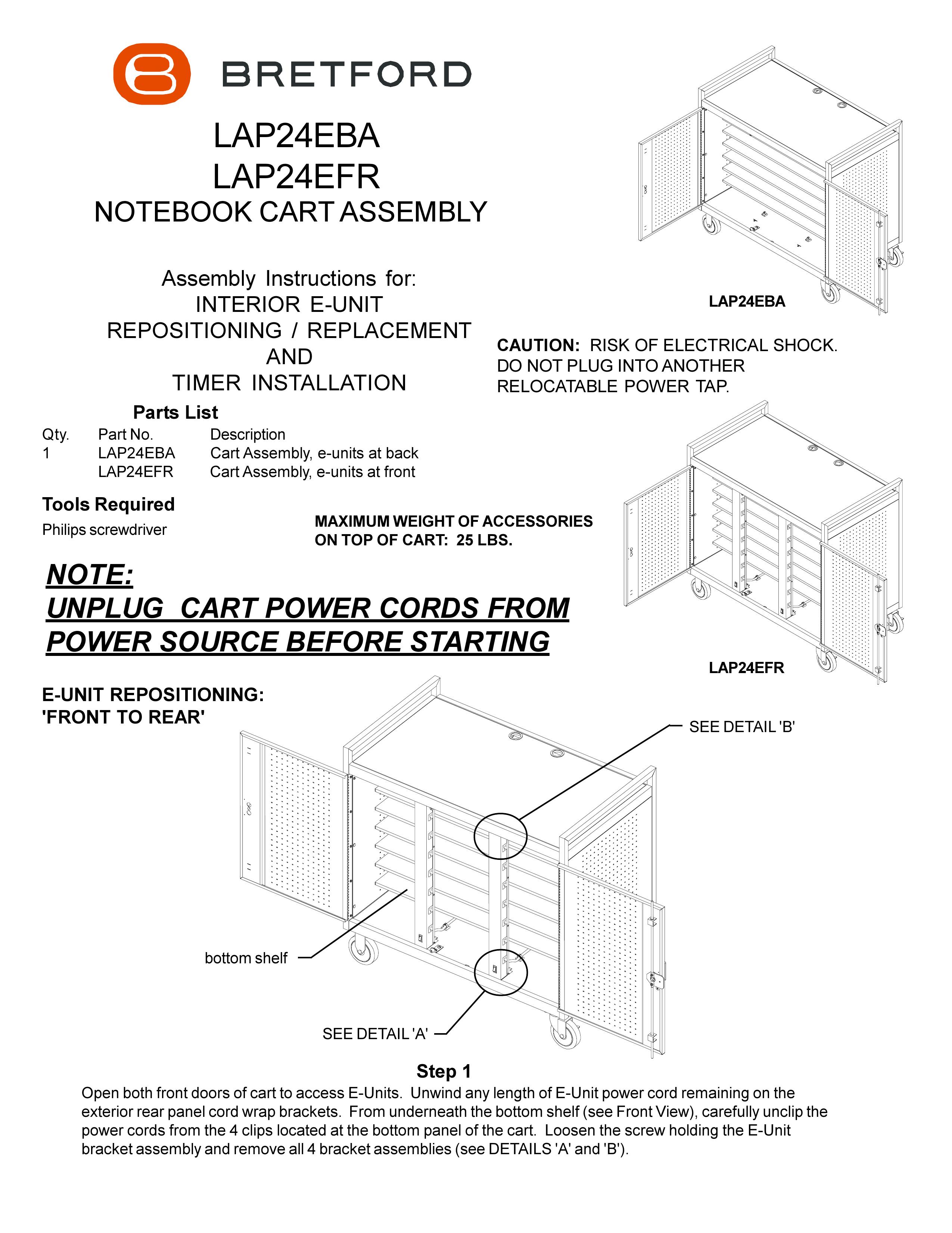 Bretford LAP24EBA Outdoor Cart User Manual