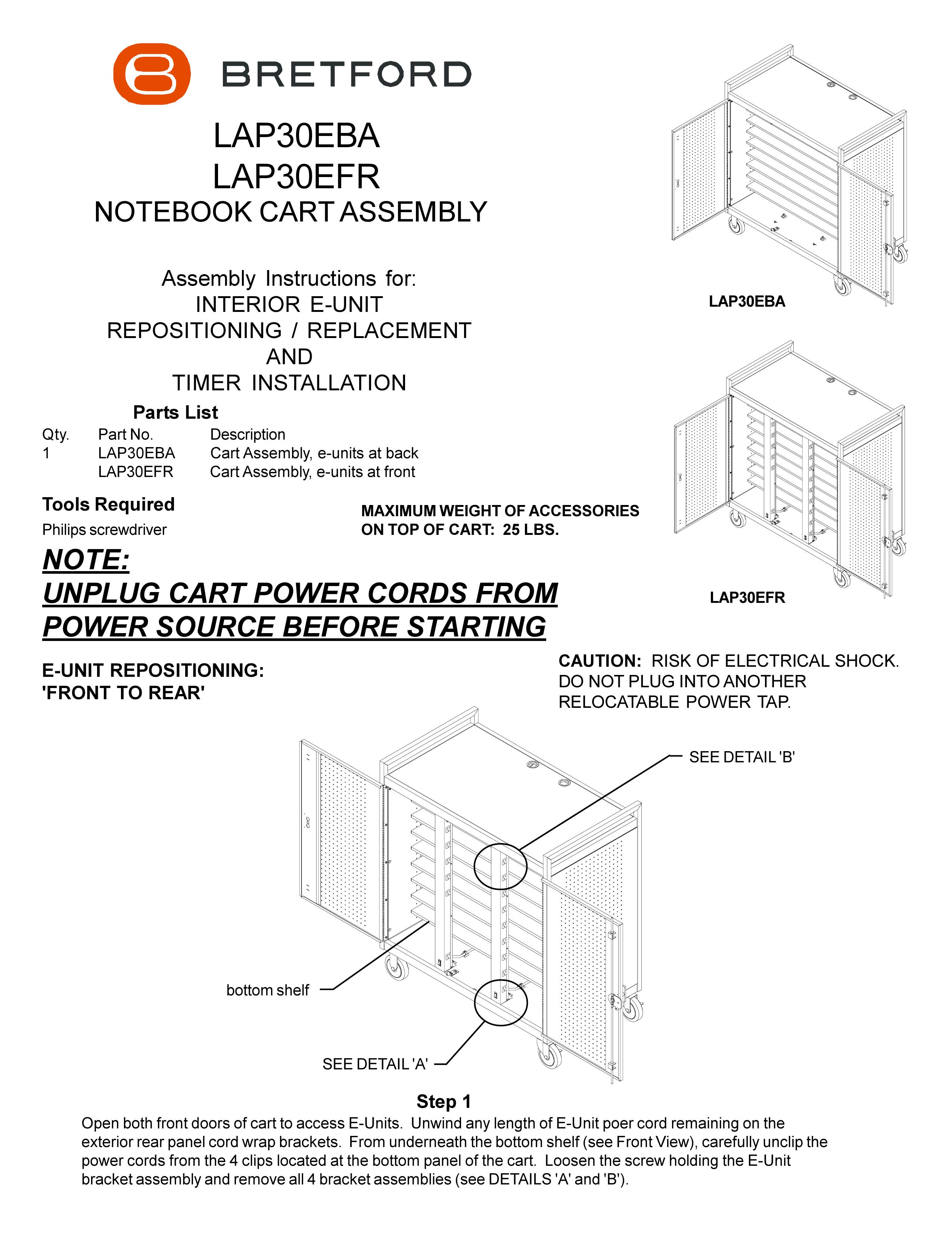 Bretford LAP30EBA Outdoor Cart User Manual