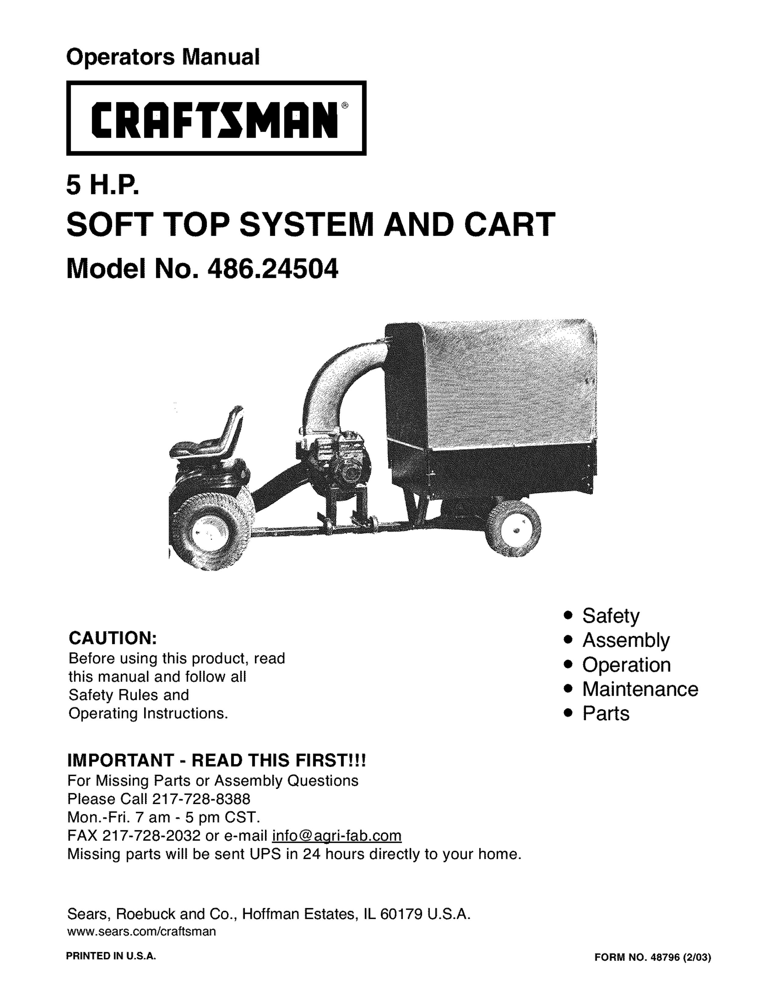 Craftsman 486.24504 Outdoor Cart User Manual