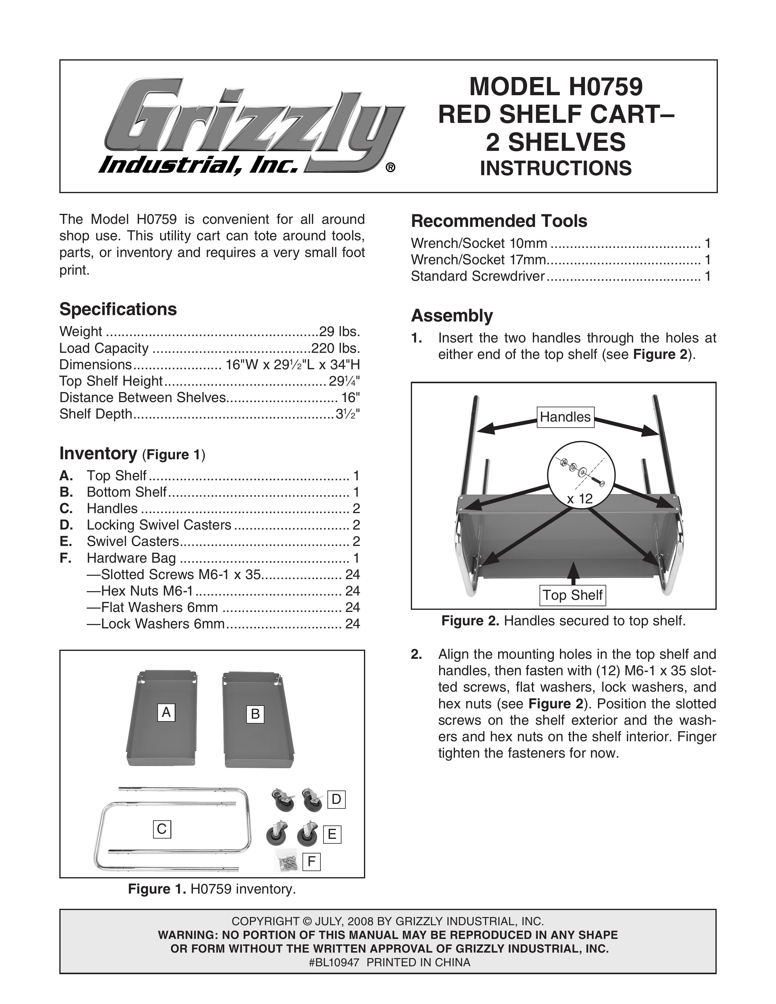 Grizzly H0759 Outdoor Cart User Manual