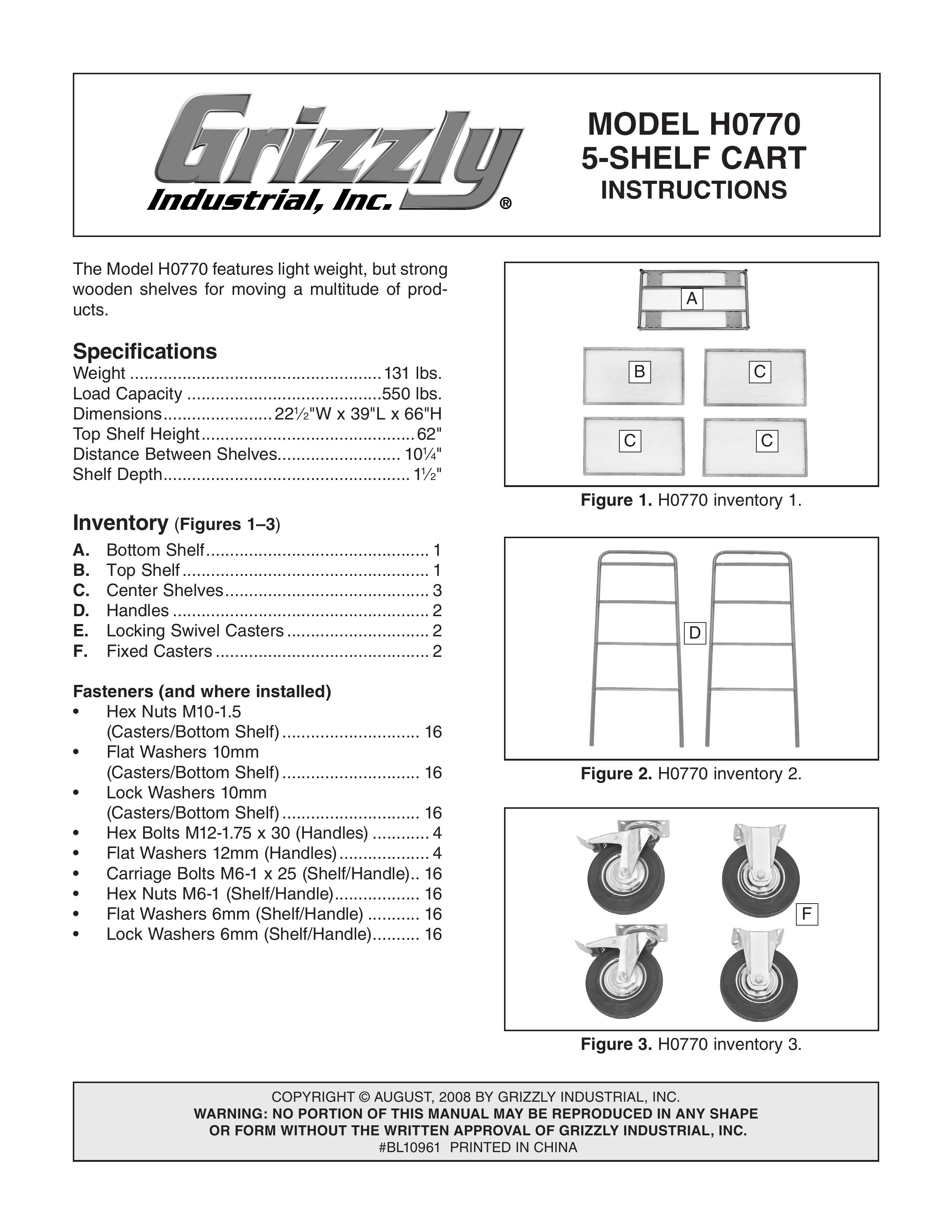 Grizzly H0770 Outdoor Cart User Manual