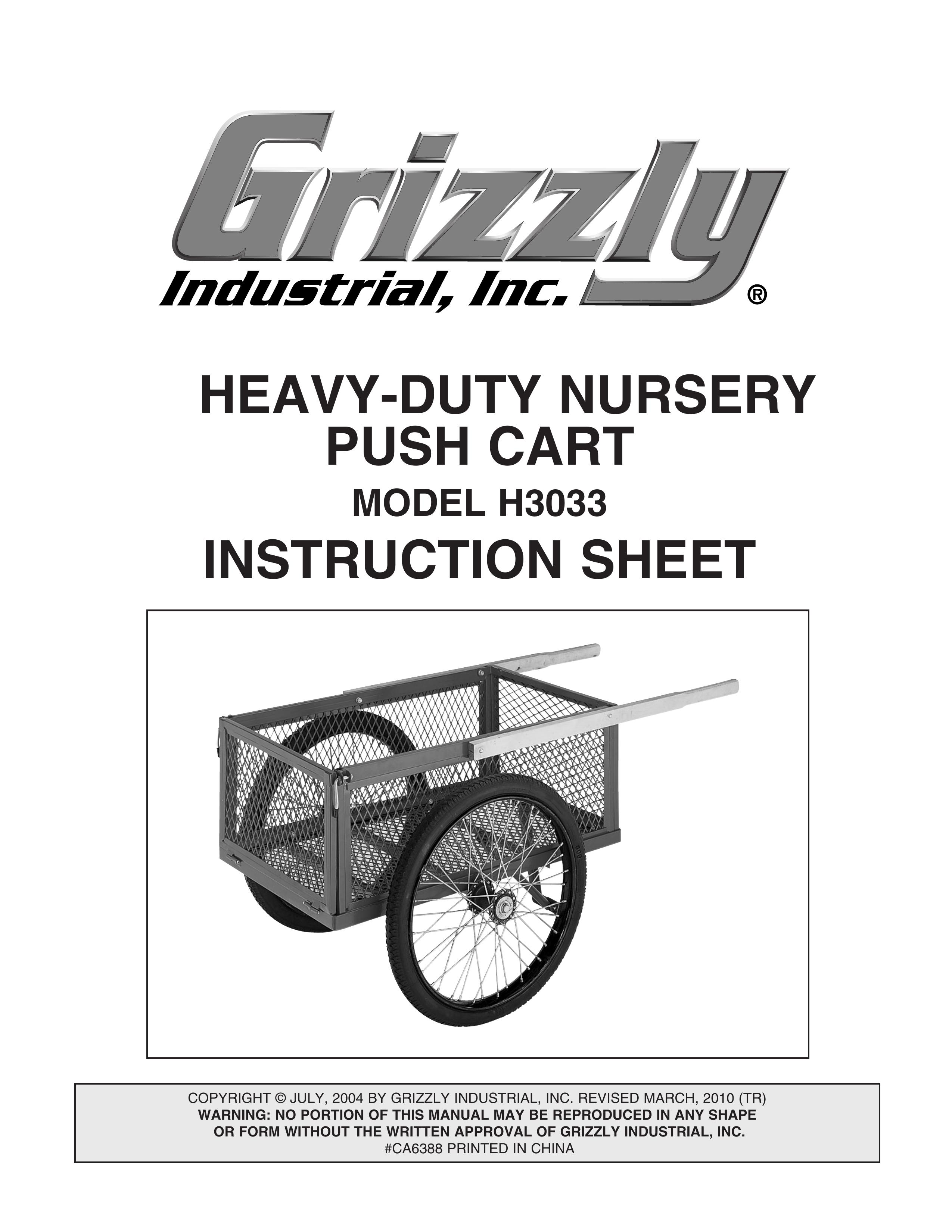 Grizzly H3033 Outdoor Cart User Manual