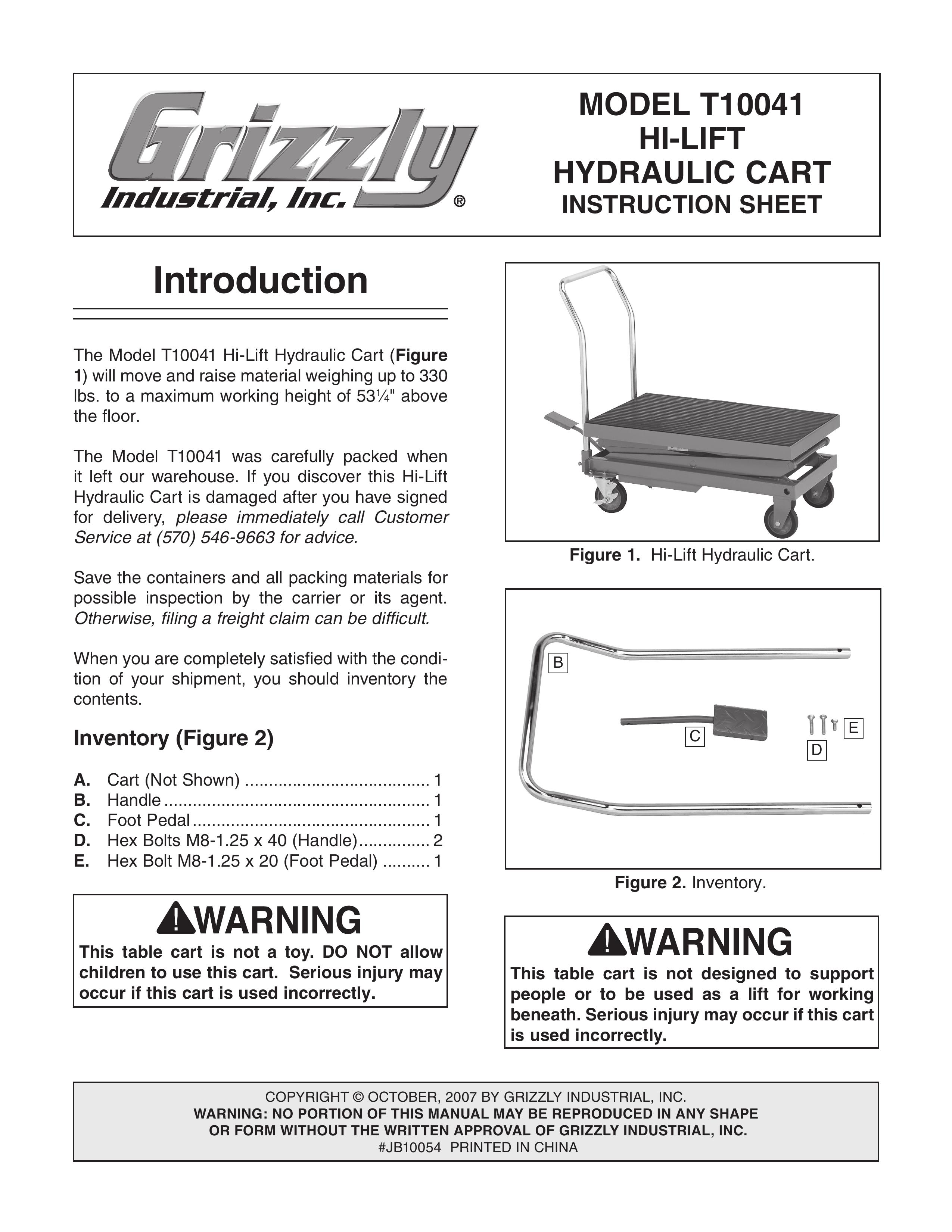 Grizzly T10041 Outdoor Cart User Manual