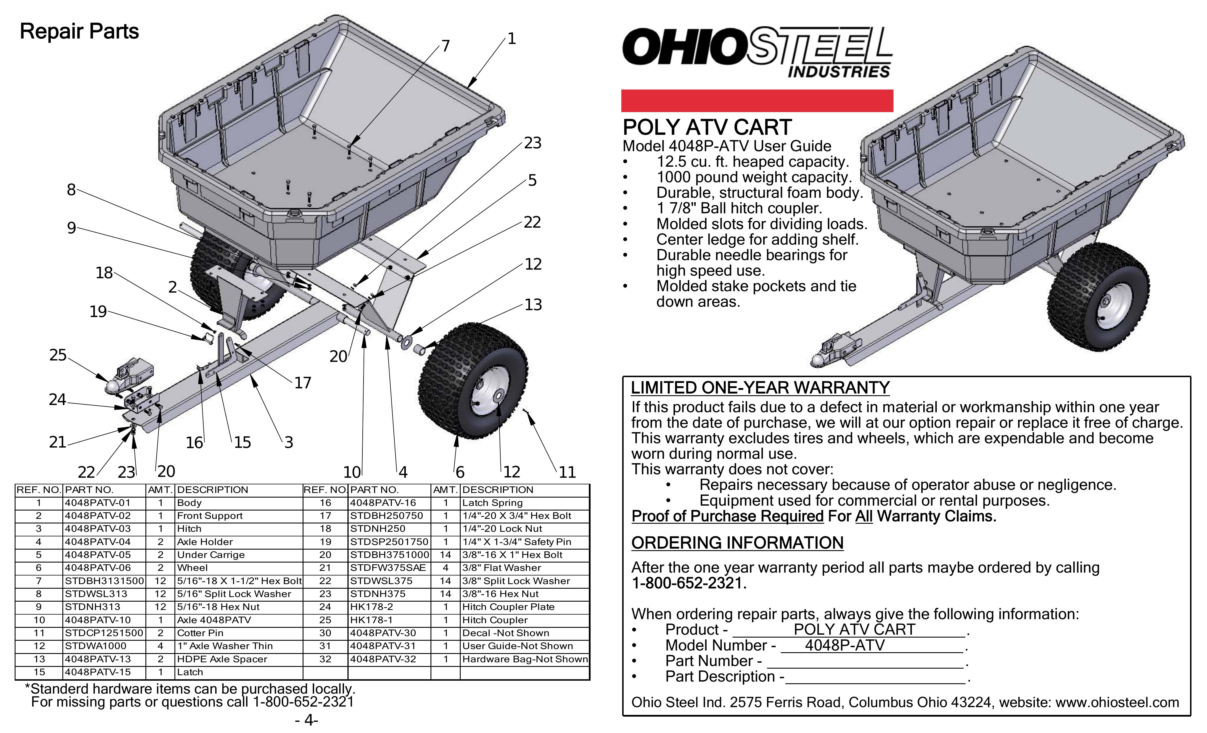 Manfrotto 4048P-ATV Outdoor Cart User Manual