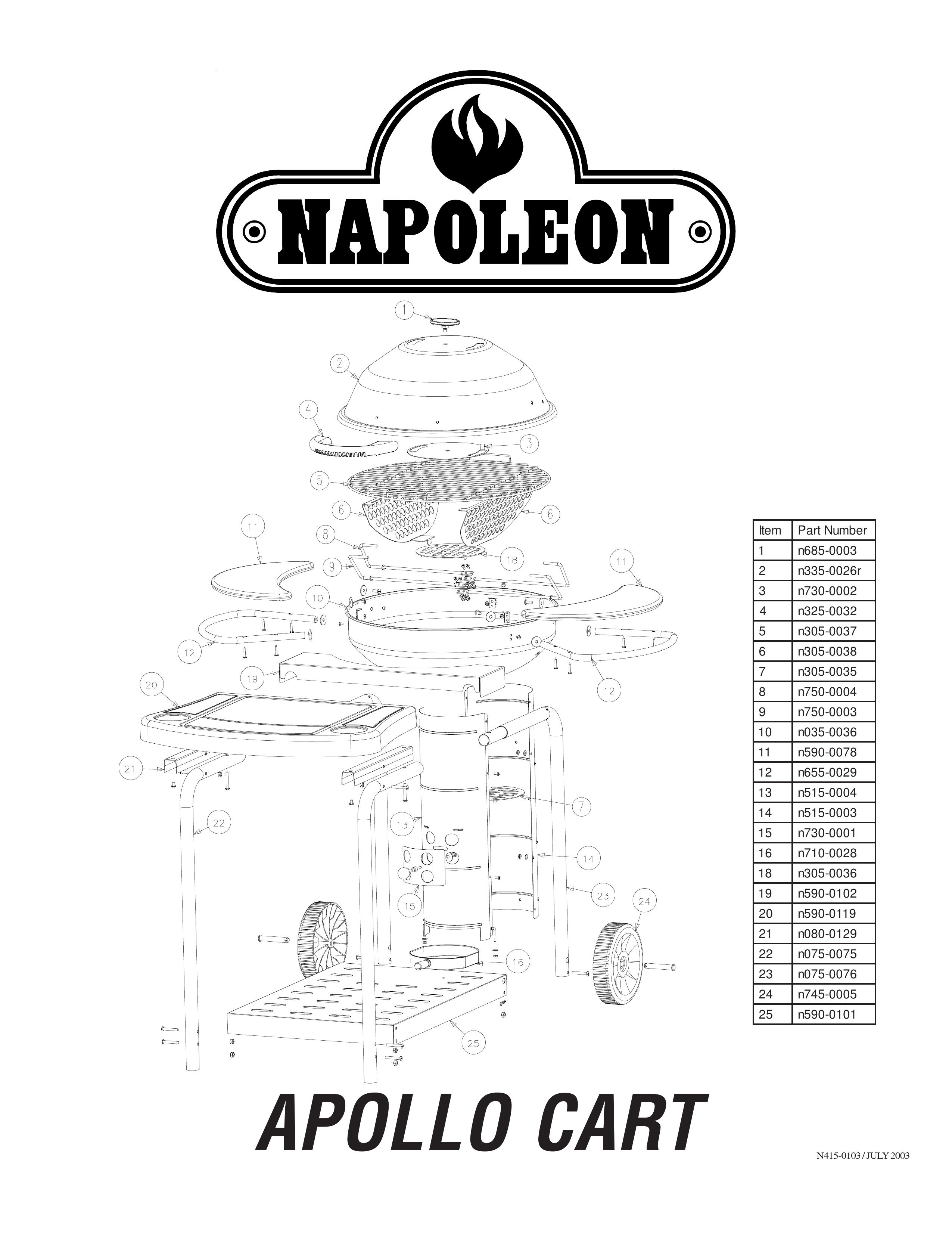 Napoleon Grills N415-0103 Outdoor Cart User Manual