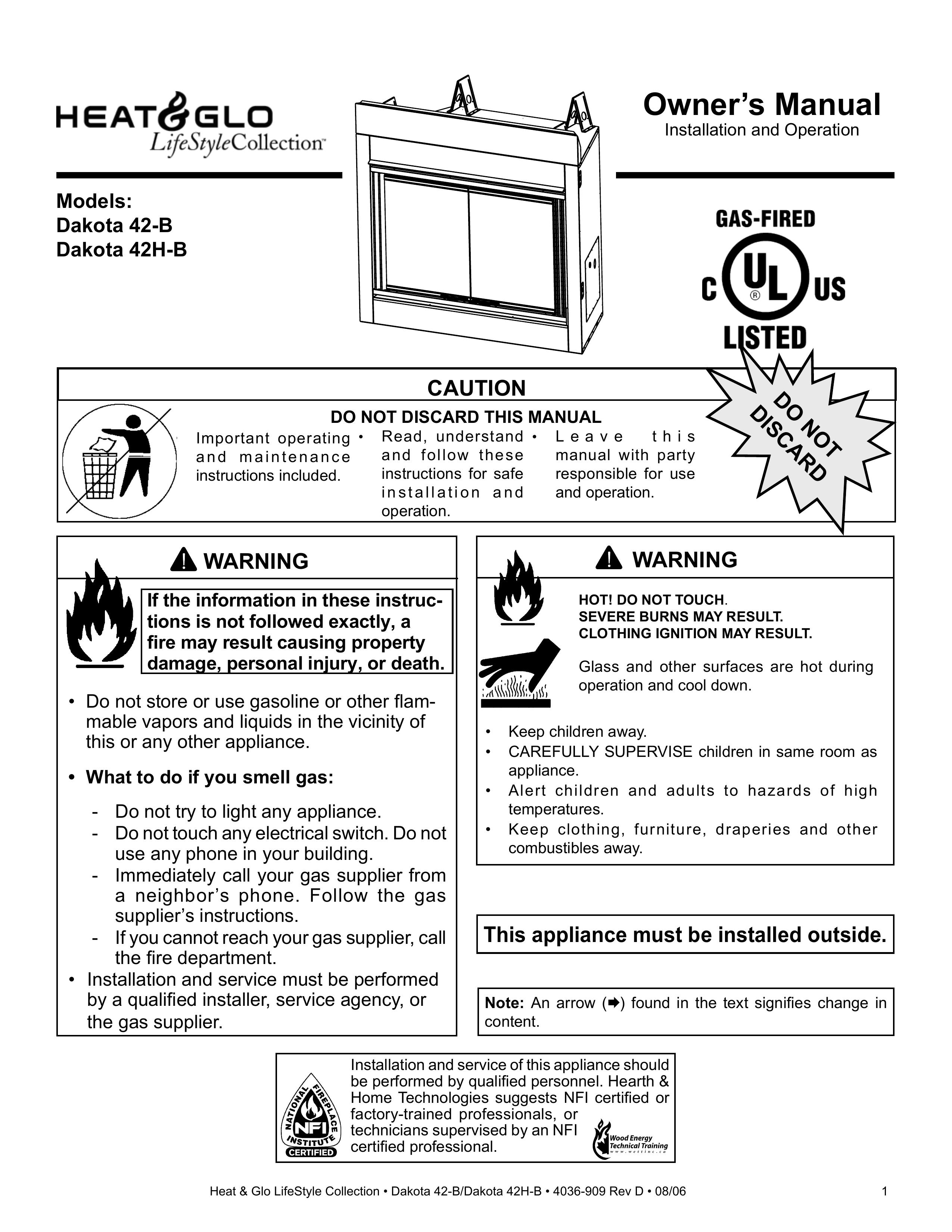 Broan 42H-B Outdoor Fireplace User Manual