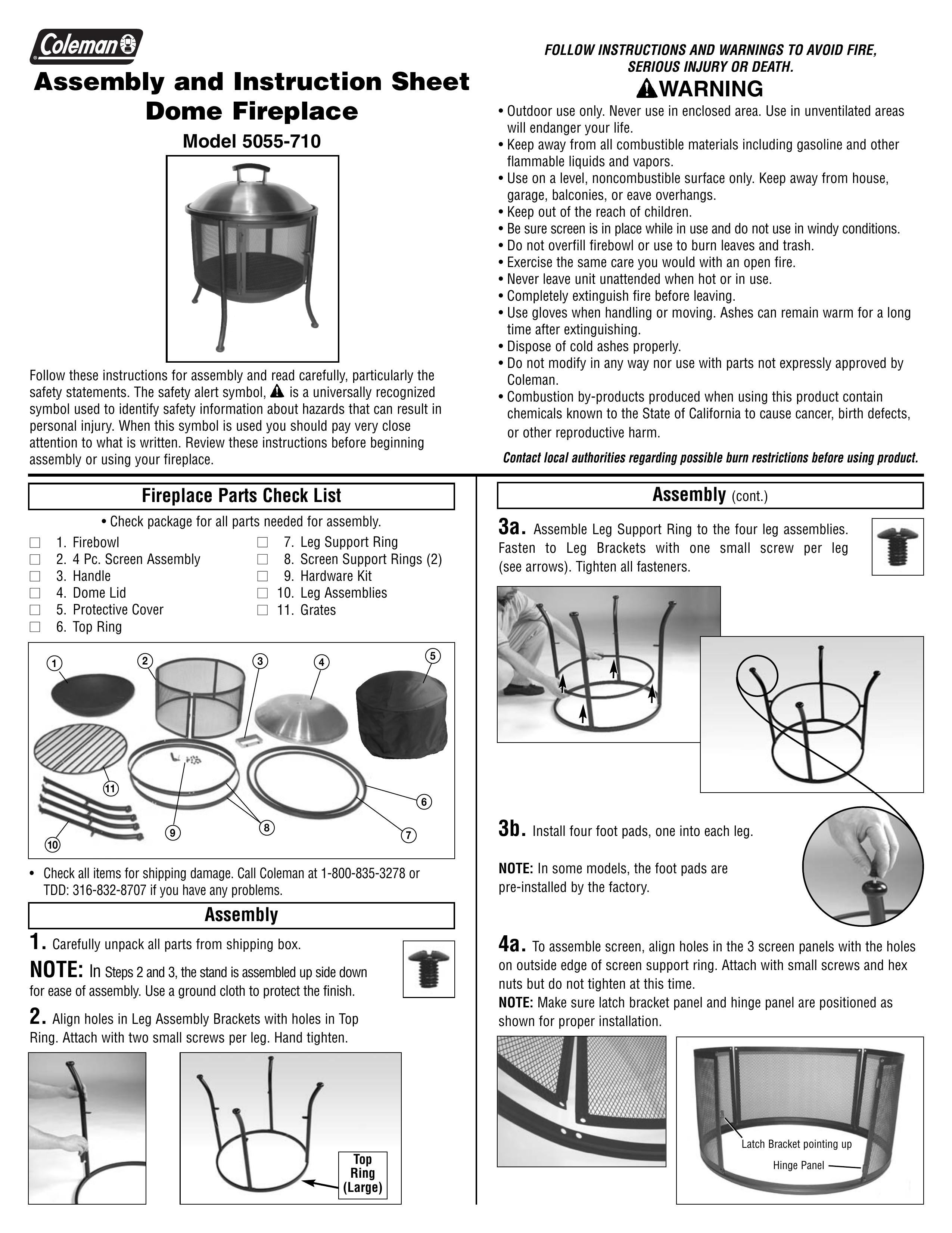 Coleman 5055-710 Outdoor Fireplace User Manual