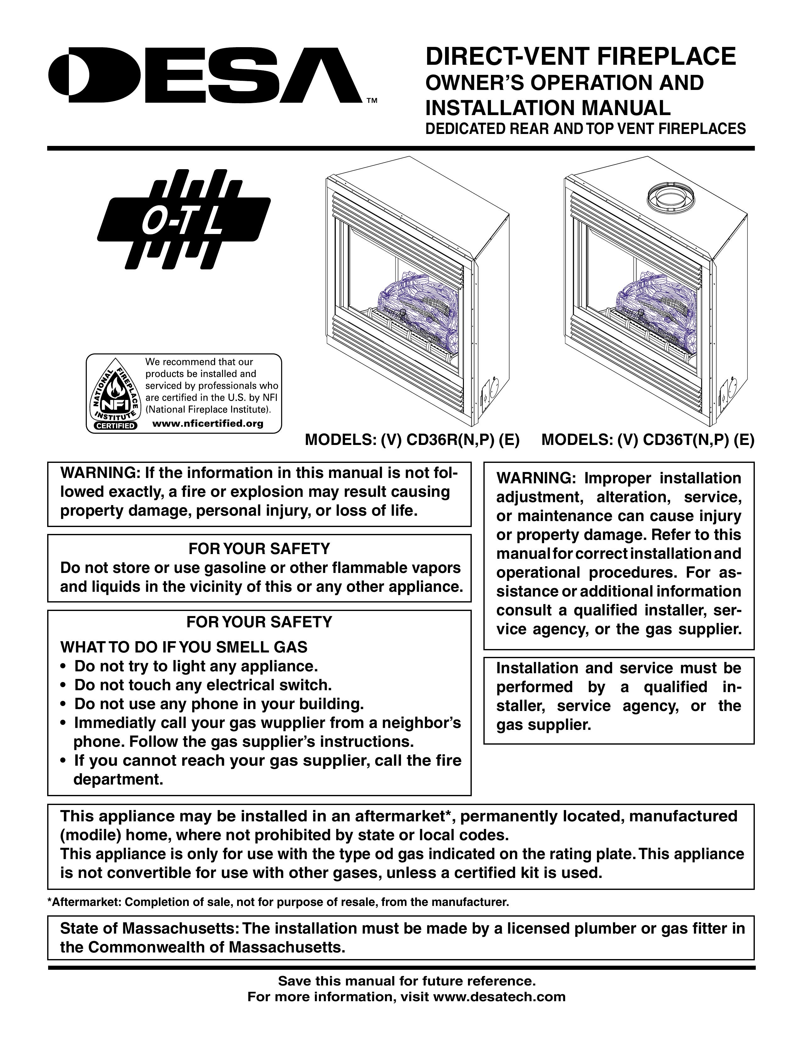Desa (V) CD36T(N Outdoor Fireplace User Manual