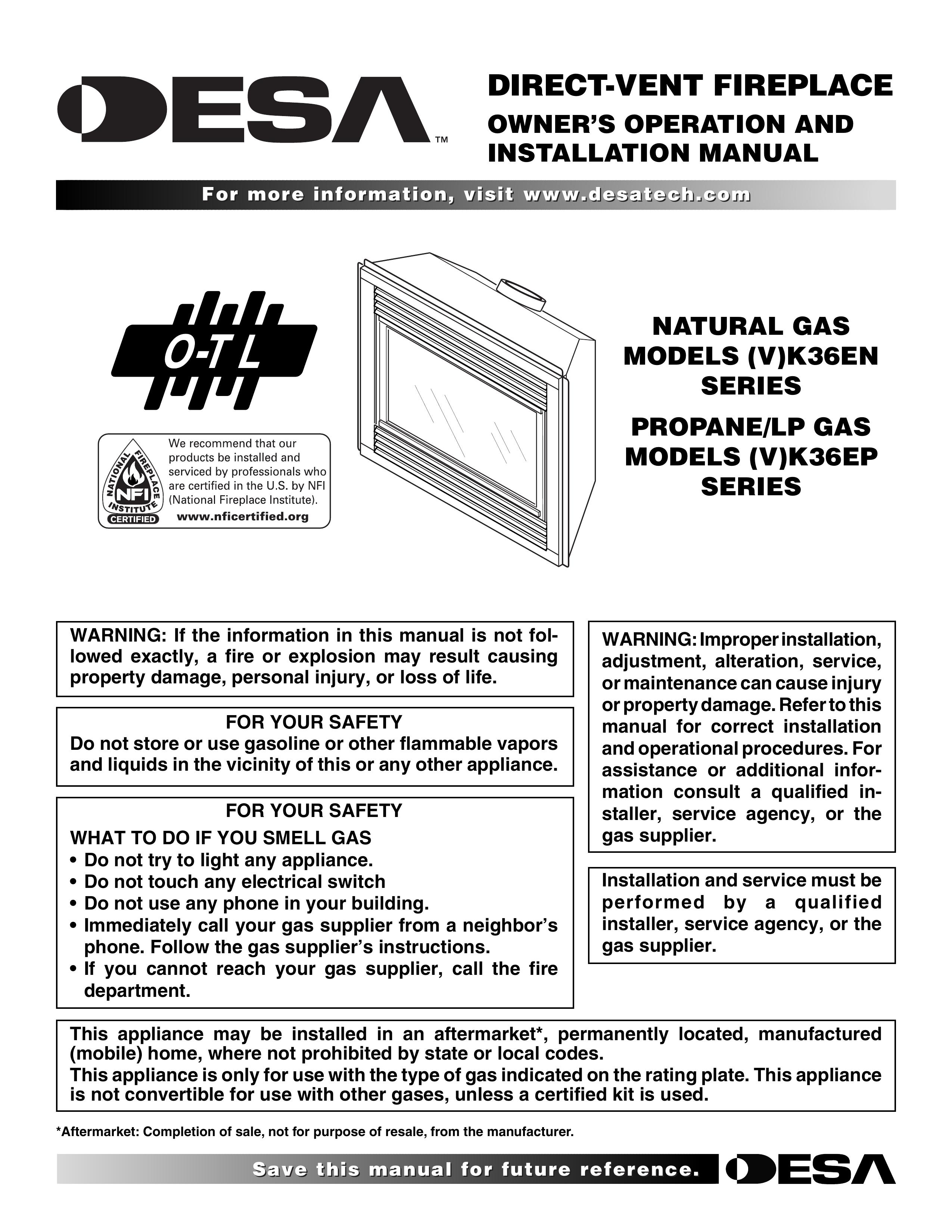 Desa (V)K36EP Outdoor Fireplace User Manual