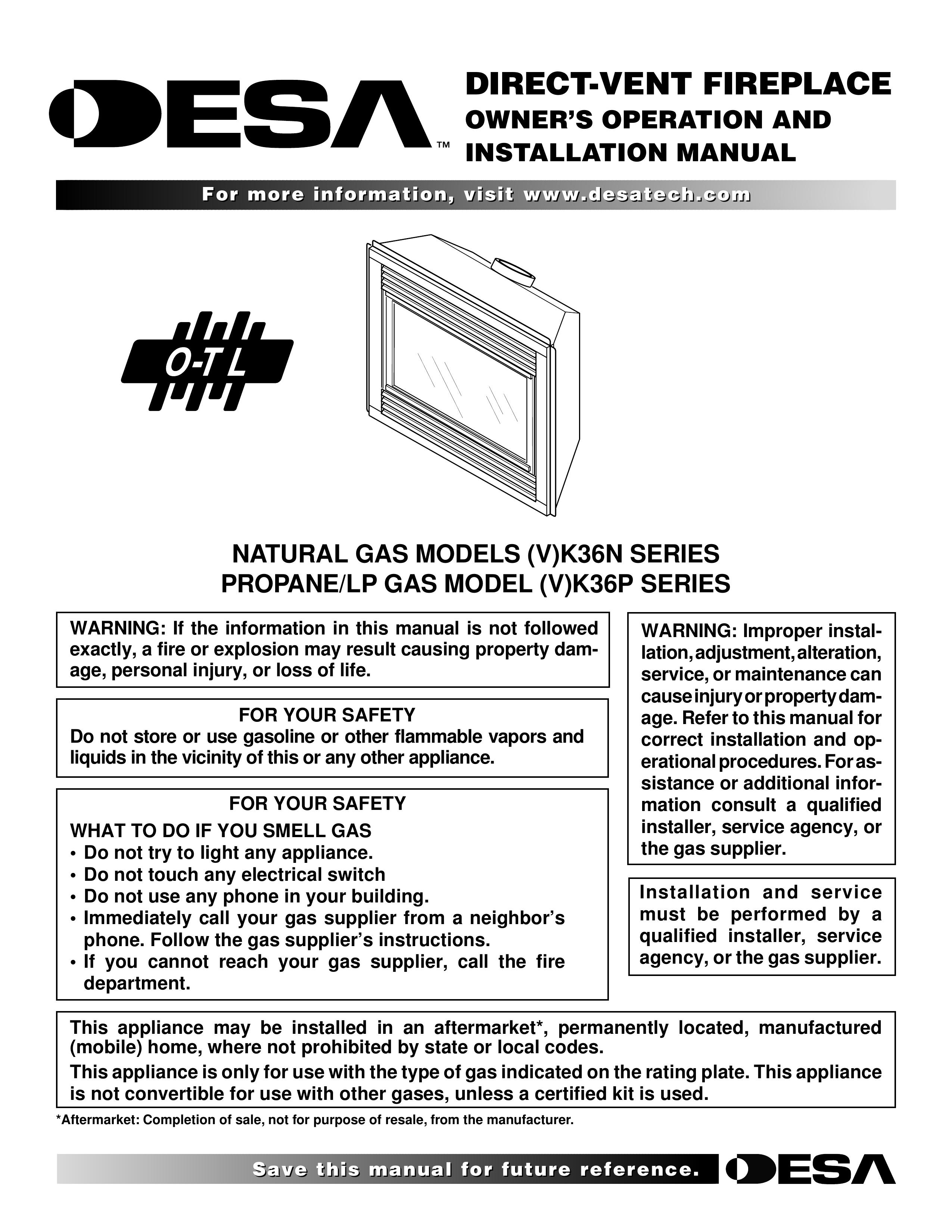 Desa (V)K36P Outdoor Fireplace User Manual