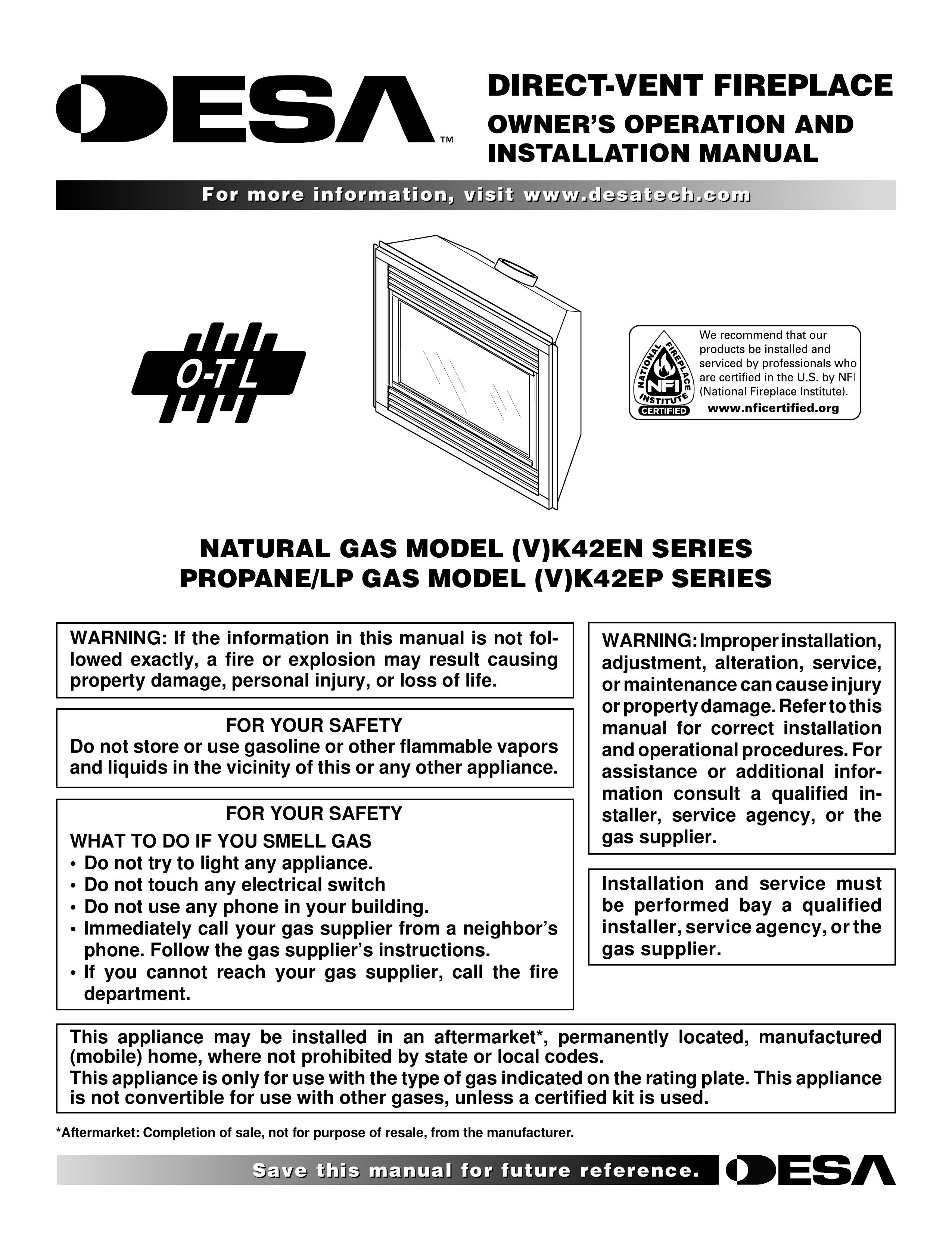 Desa (V)K42EP SERIES Outdoor Fireplace User Manual