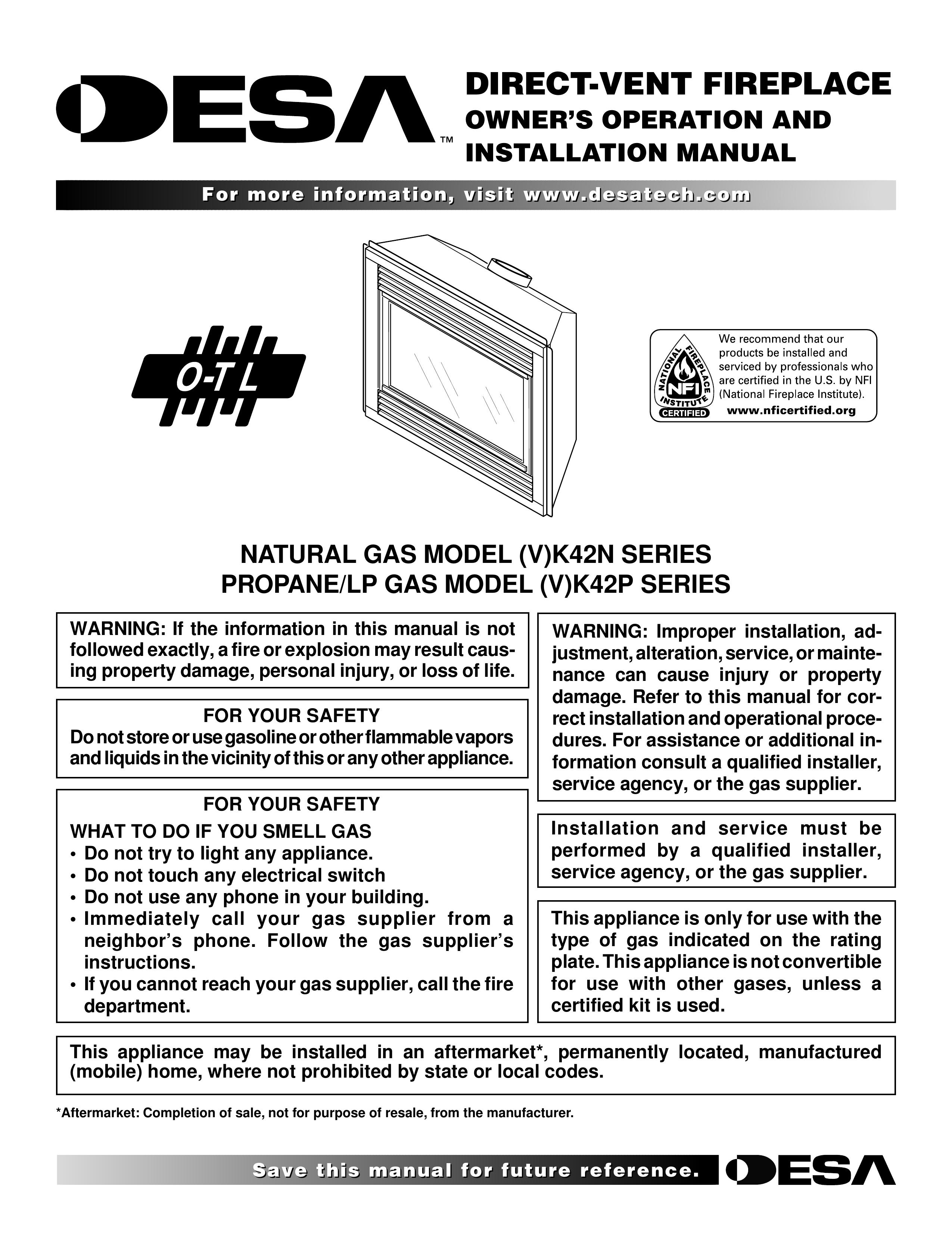 Desa (V)K42N SERIES Outdoor Fireplace User Manual