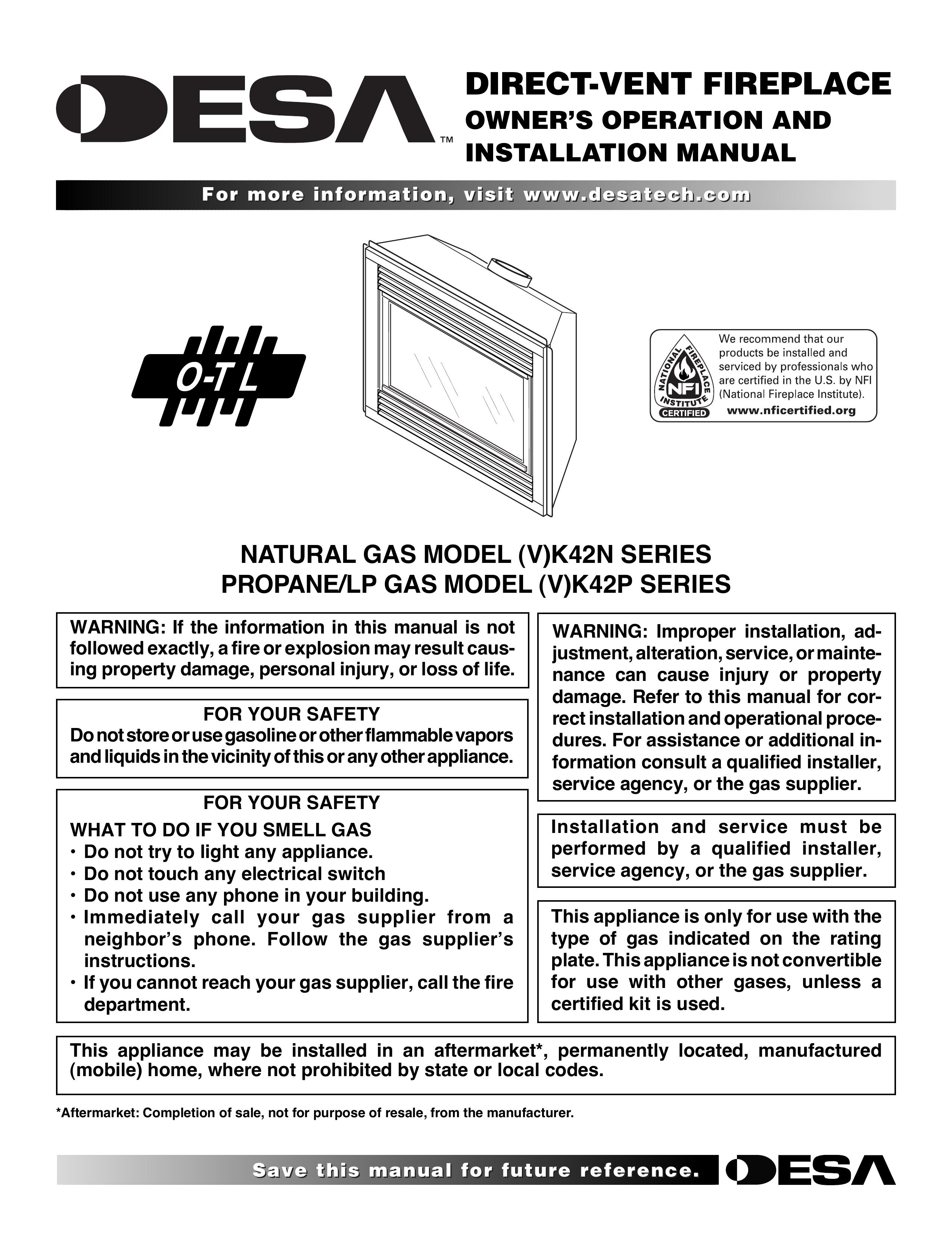 Desa (V)K42P SERIES Outdoor Fireplace User Manual