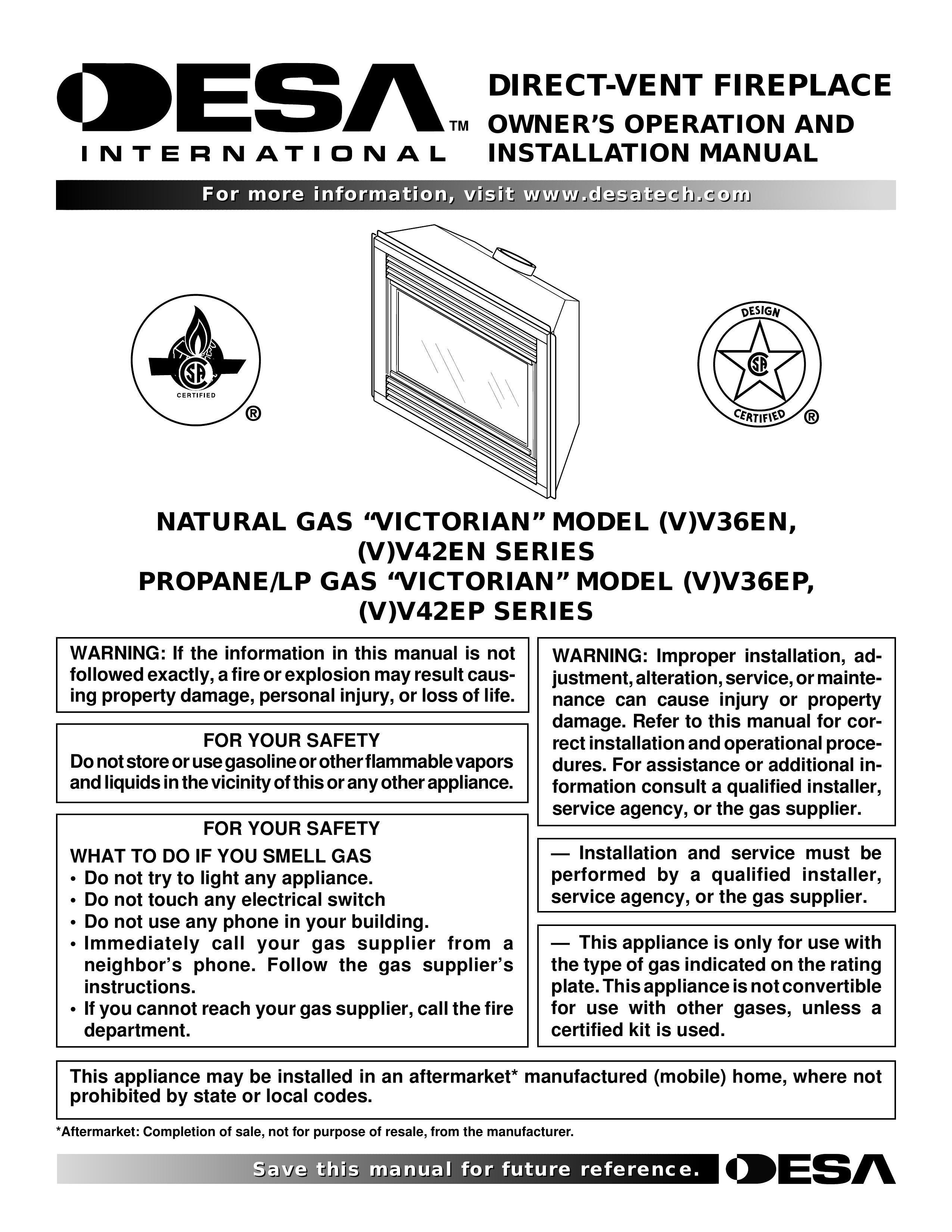 Desa (V)V36EP Outdoor Fireplace User Manual