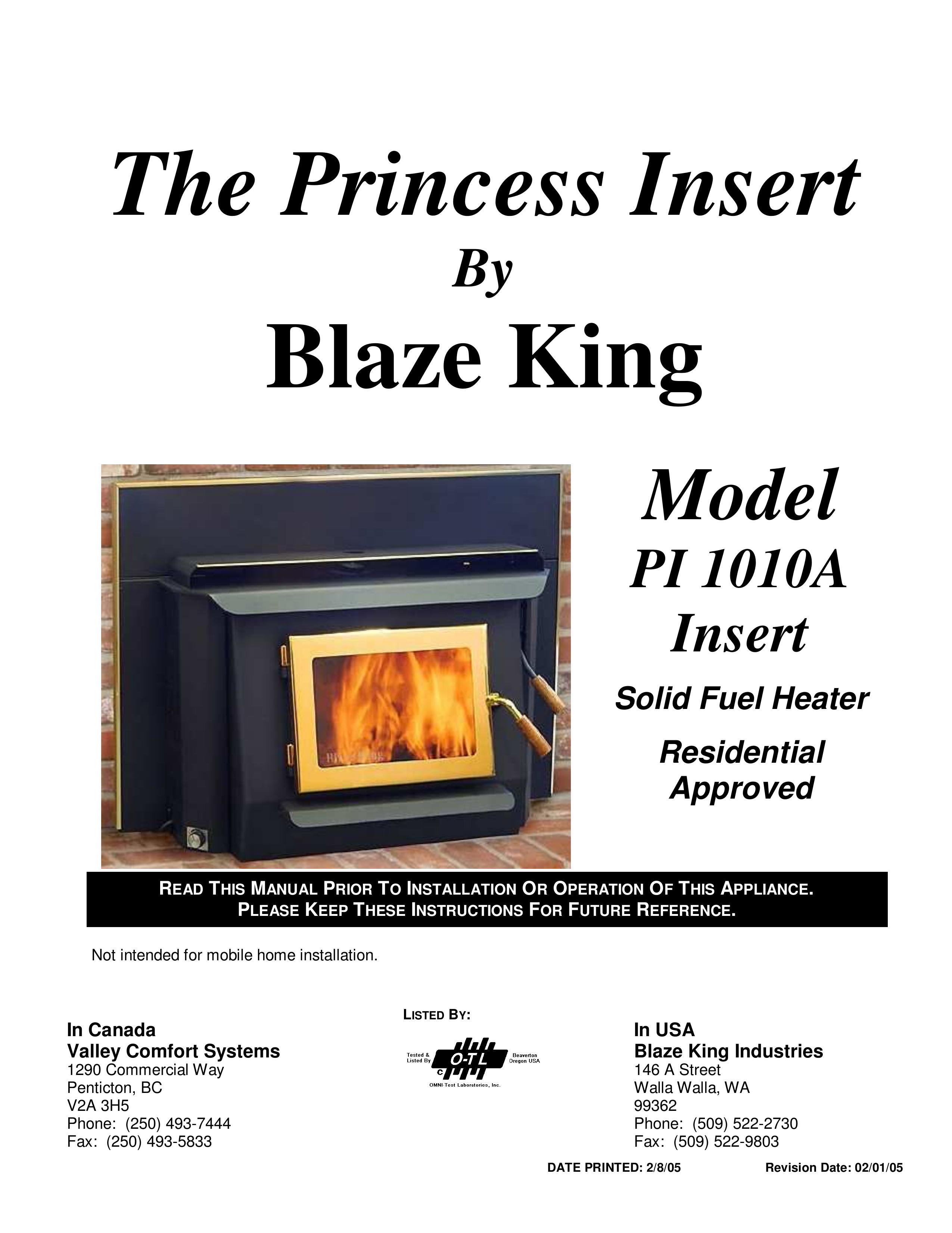 Princess PI 1010A Outdoor Fireplace User Manual
