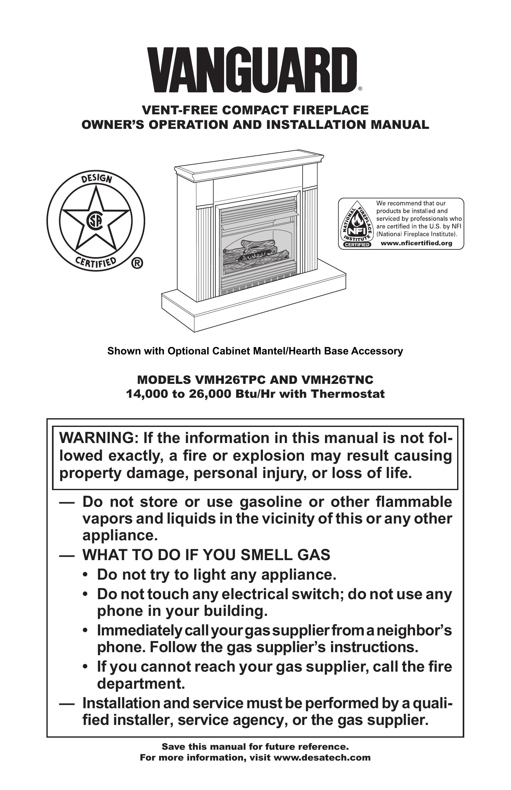 Vanguard Heating VMH26TPC, VMH26TNC Outdoor Fireplace User Manual