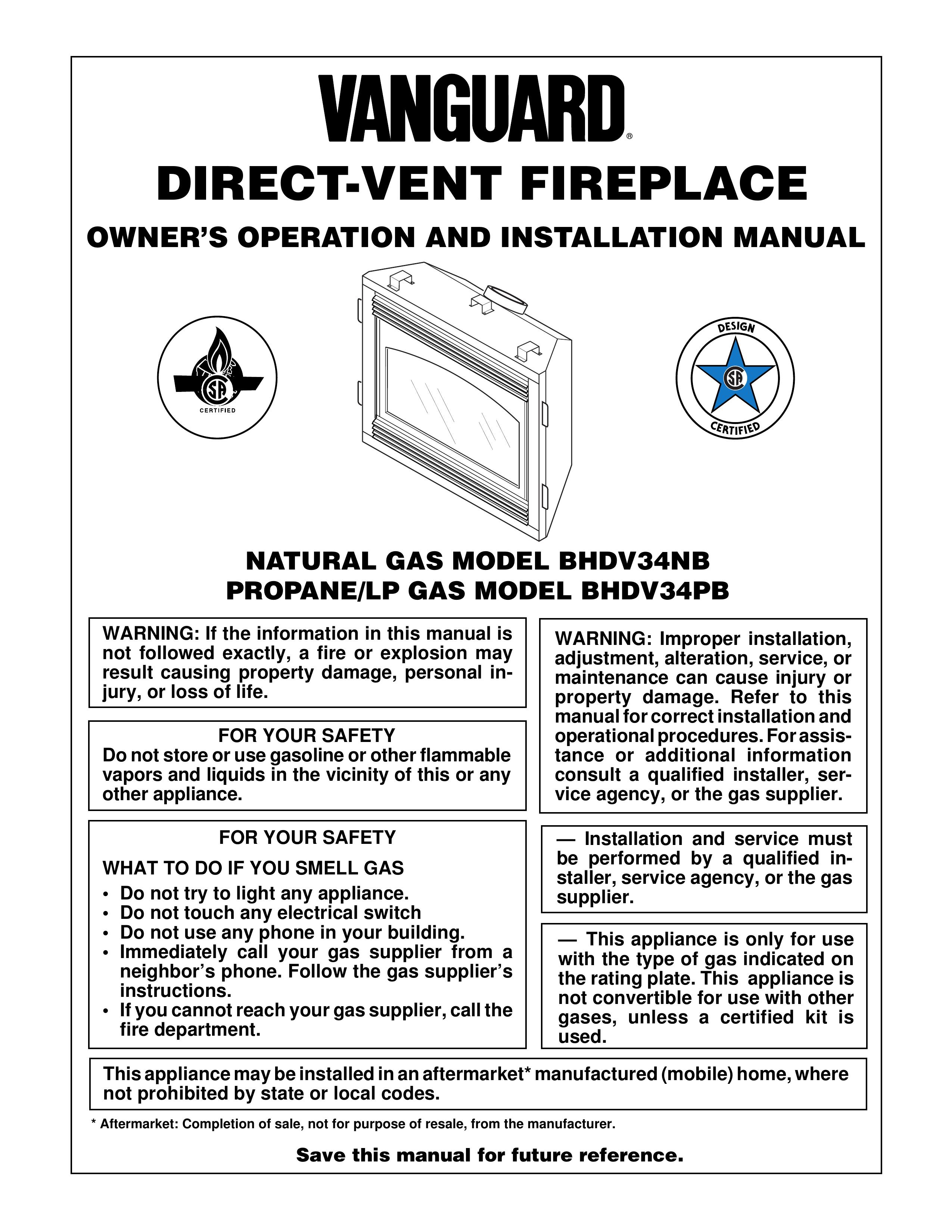 Vanguard Managed Solutions BHDV34PB Outdoor Fireplace User Manual