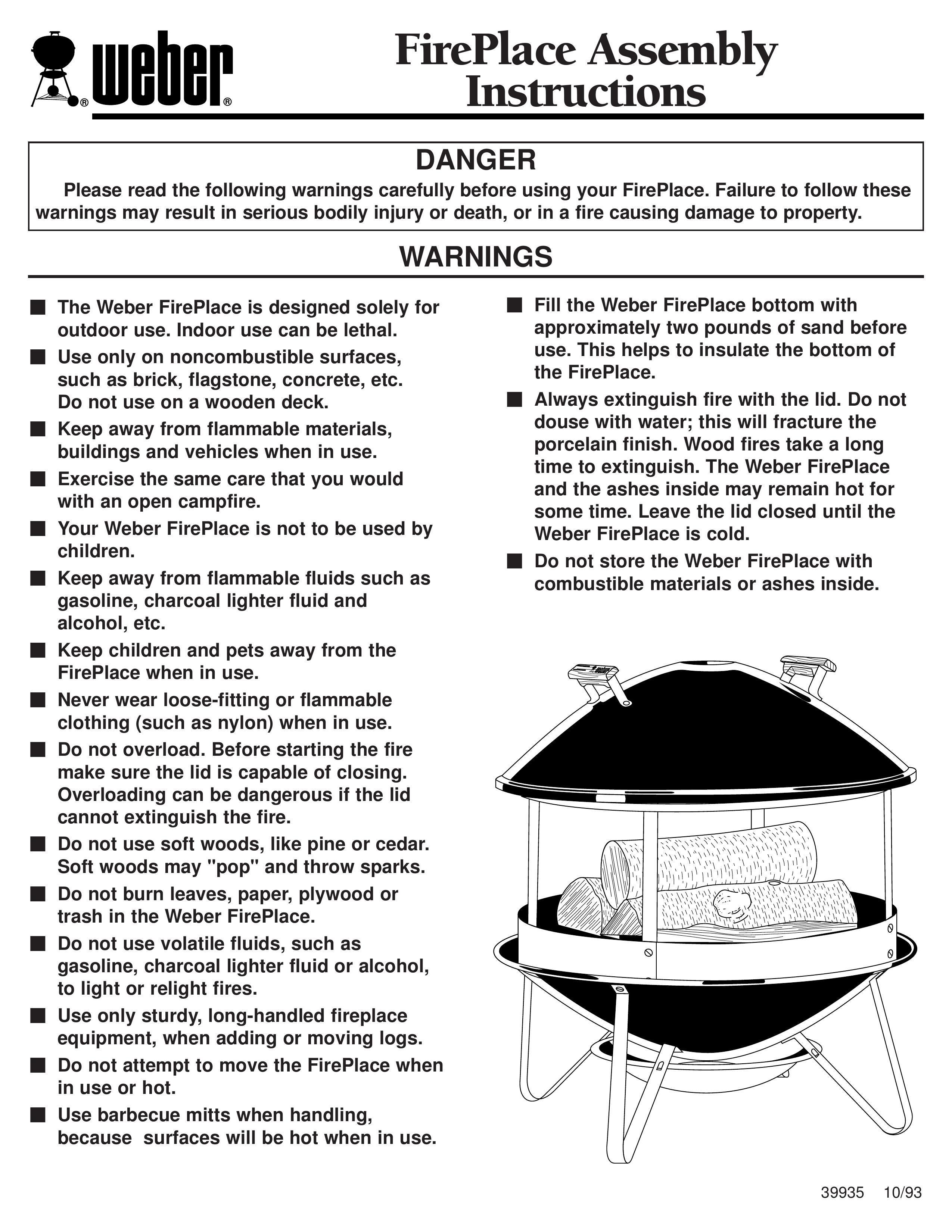Weber 39935 Outdoor Fireplace User Manual