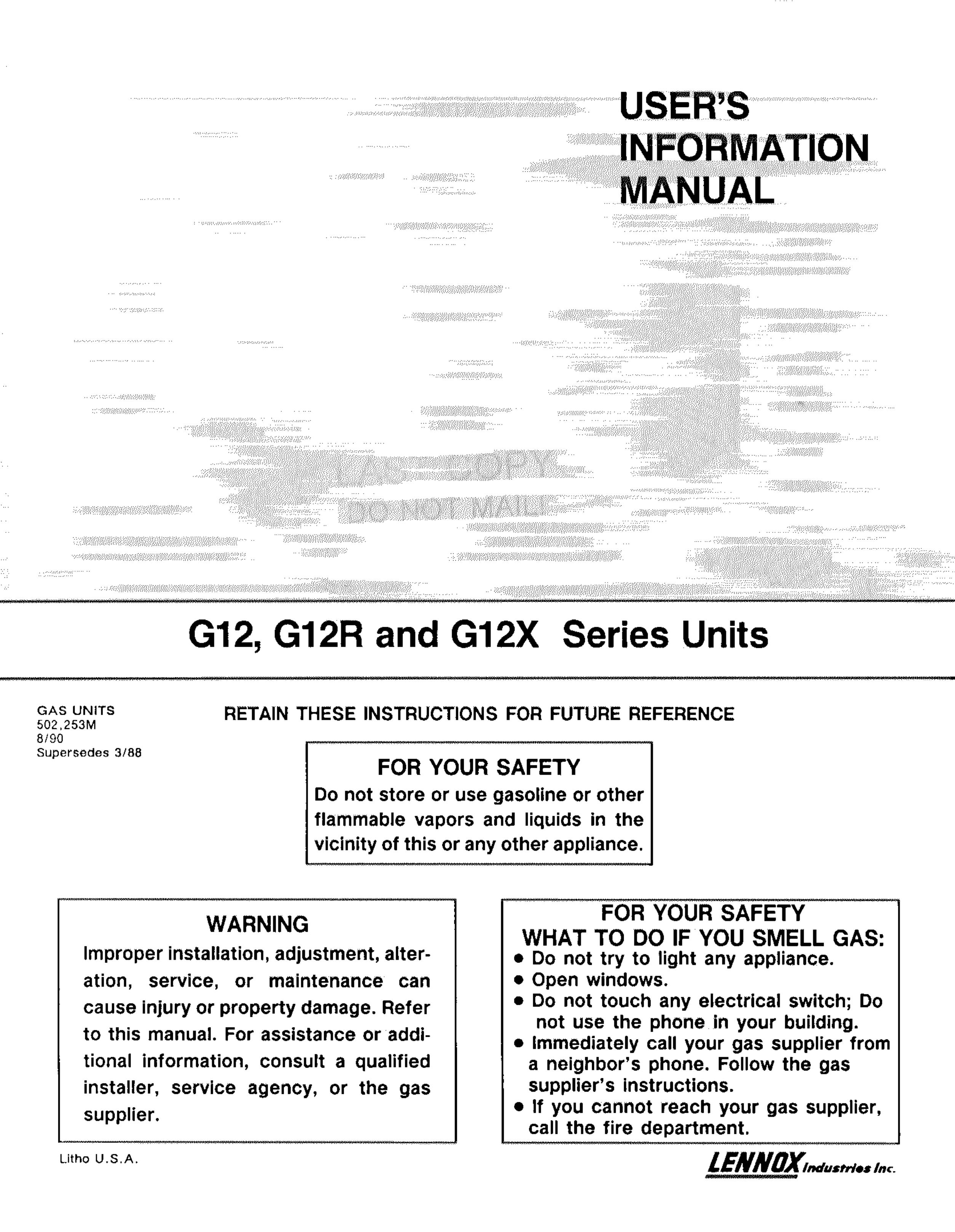 Lennox International Inc. G12 Outdoor Gas Burner User Manual