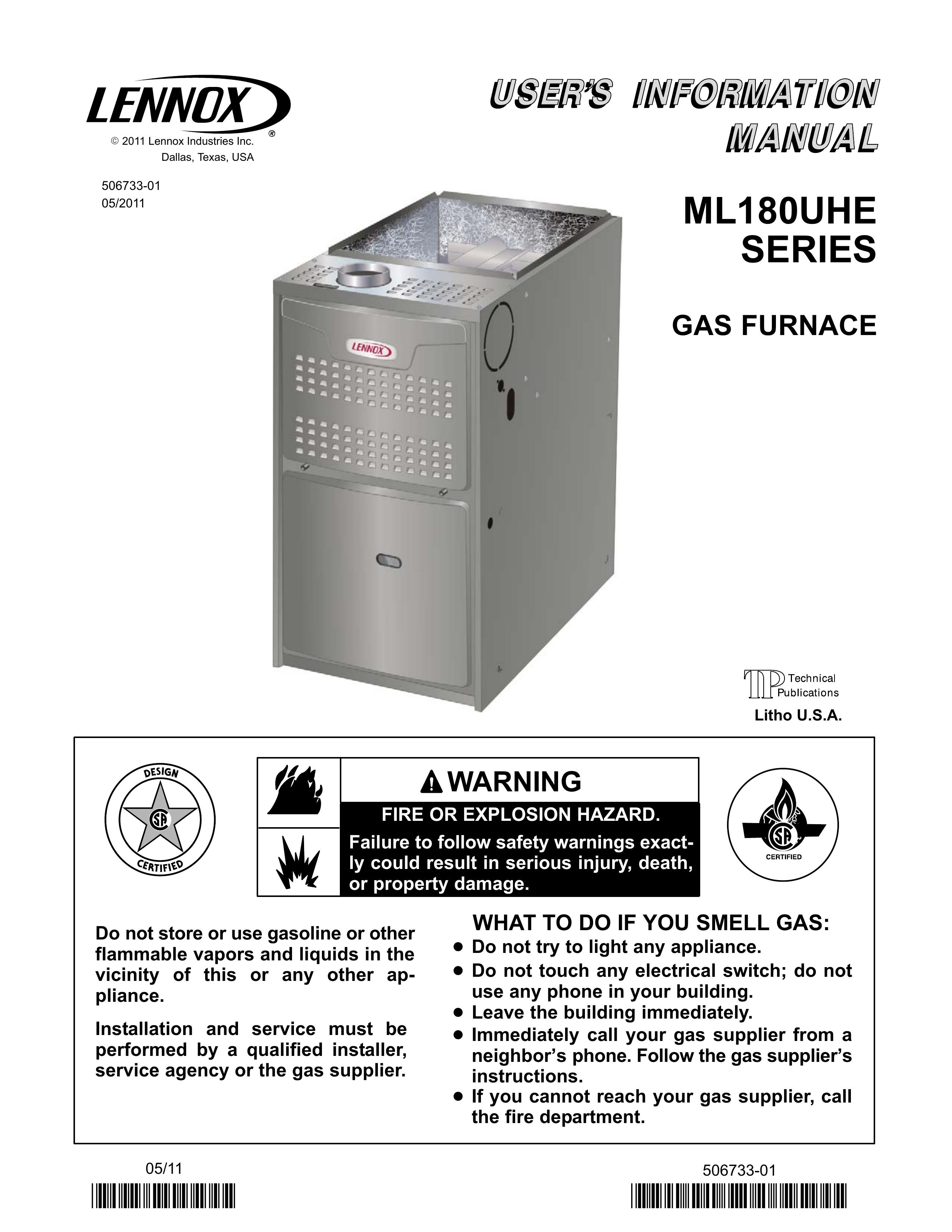 Lennox International Inc. GAS FURNACE Outdoor Gas Burner User Manual