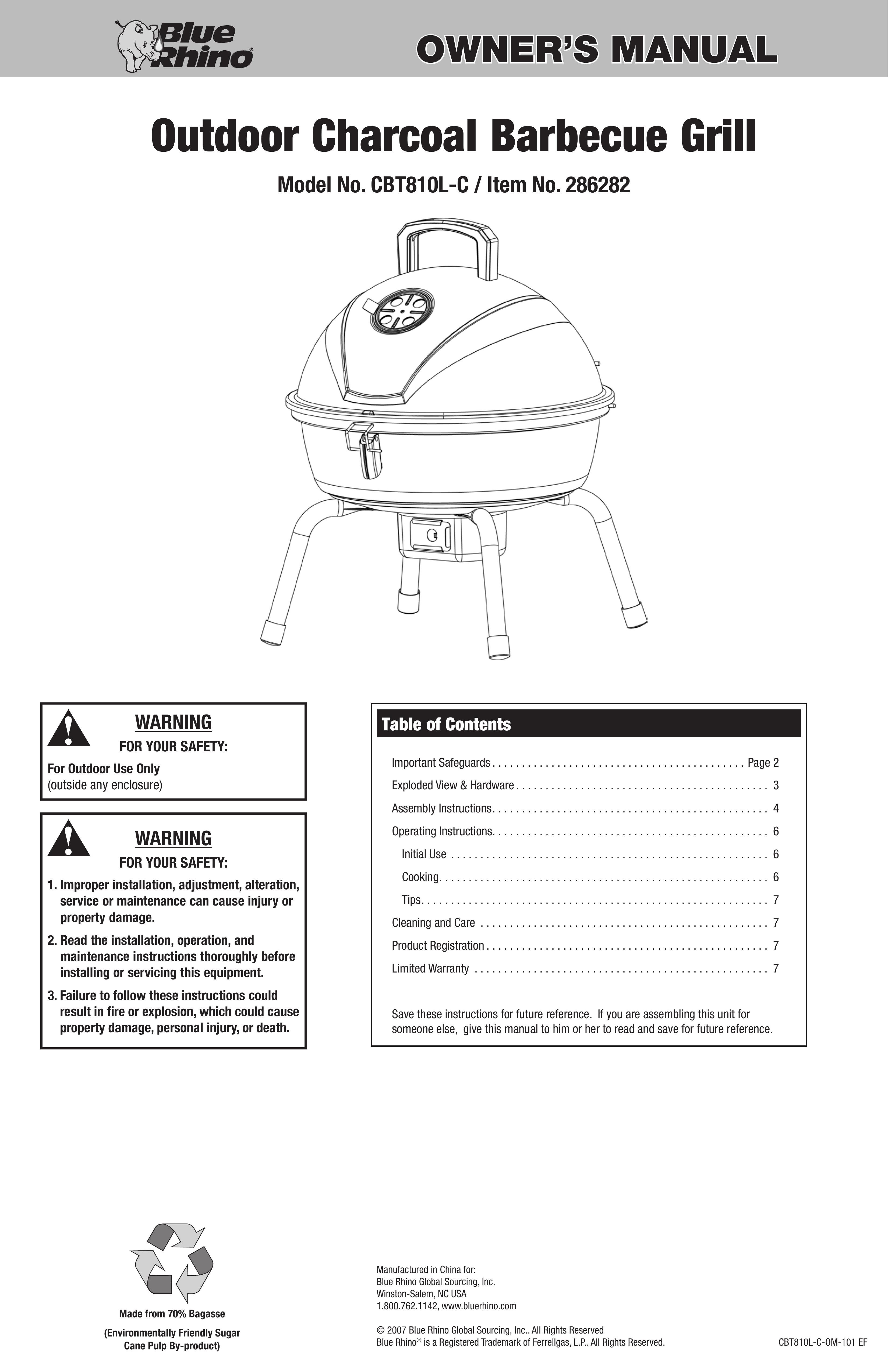 Blue Rhino CBT810L-C Outdoor Kitchen Island User Manual