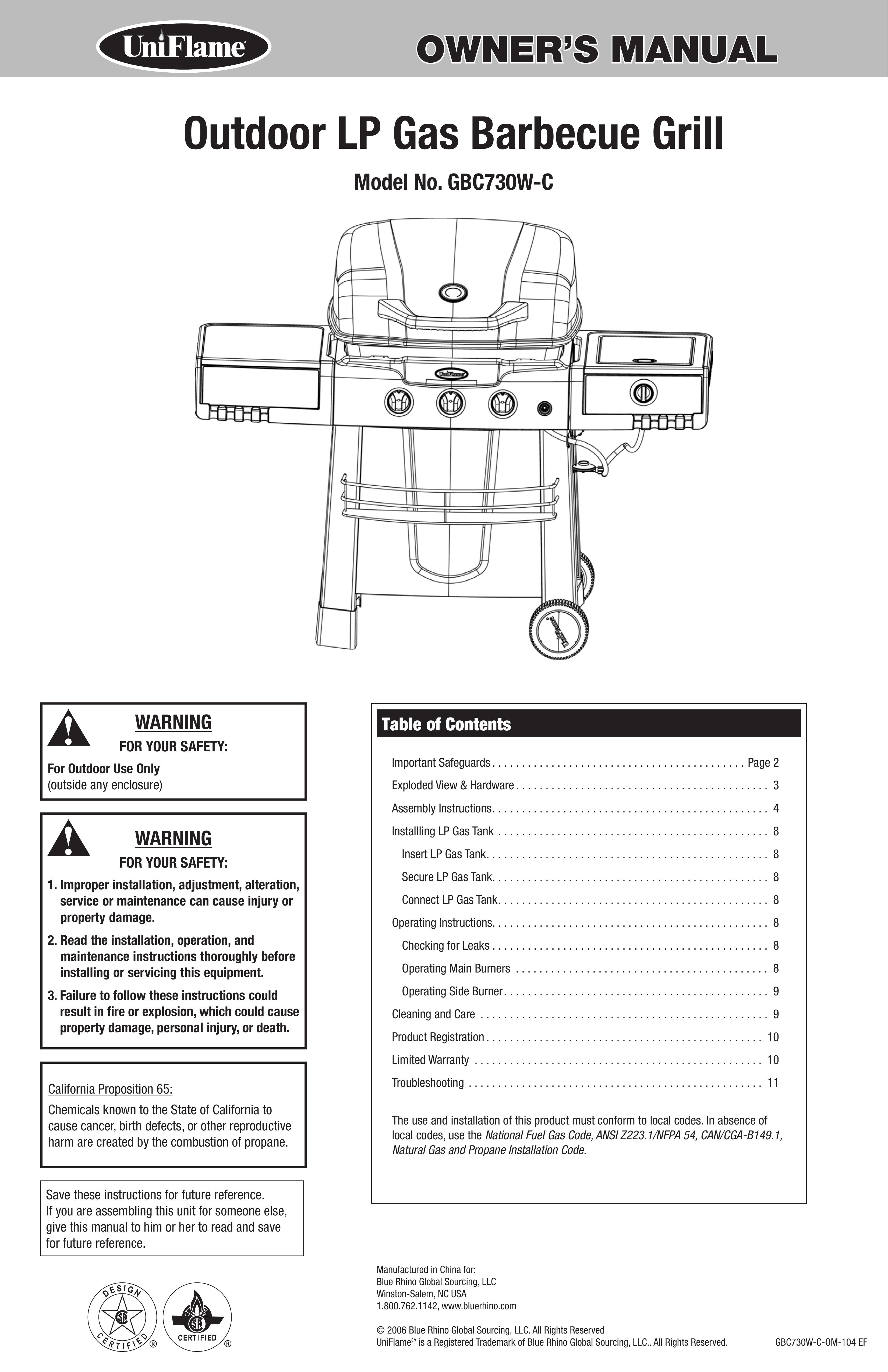 Blue Rhino GBC730W-C Outdoor Kitchen Island User Manual